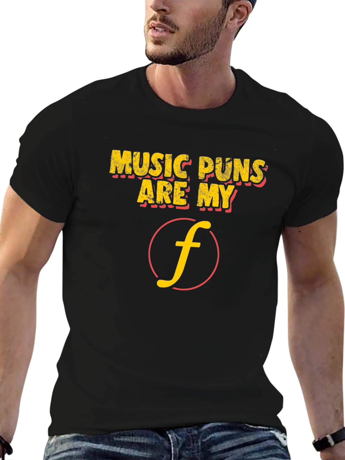 Black Music Puns Are My Forte Black T-Shirt view 6