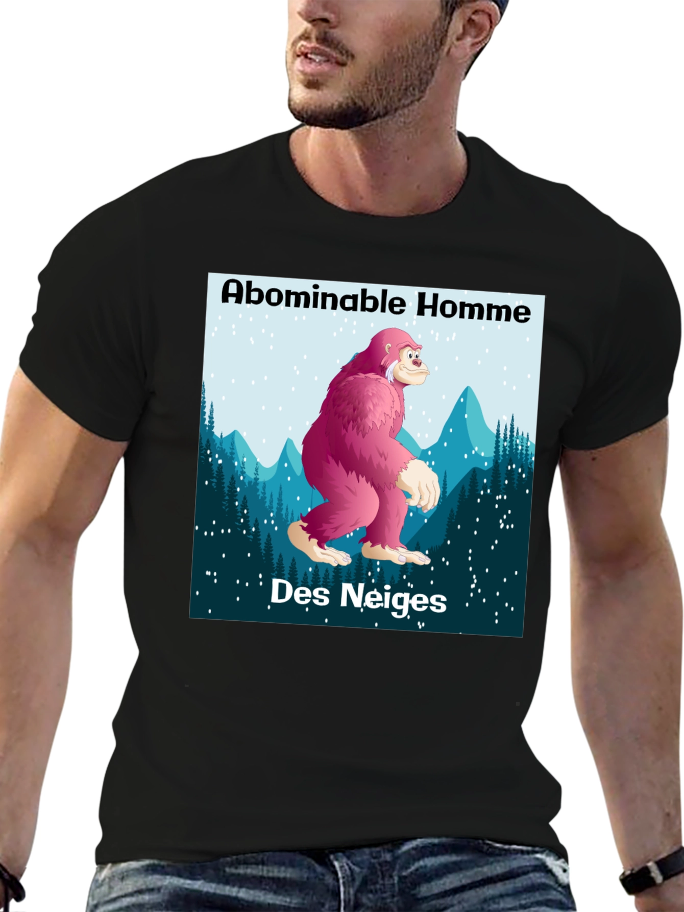 Black Abominable Homme Des Neiges Graphic T-Shirt view 6