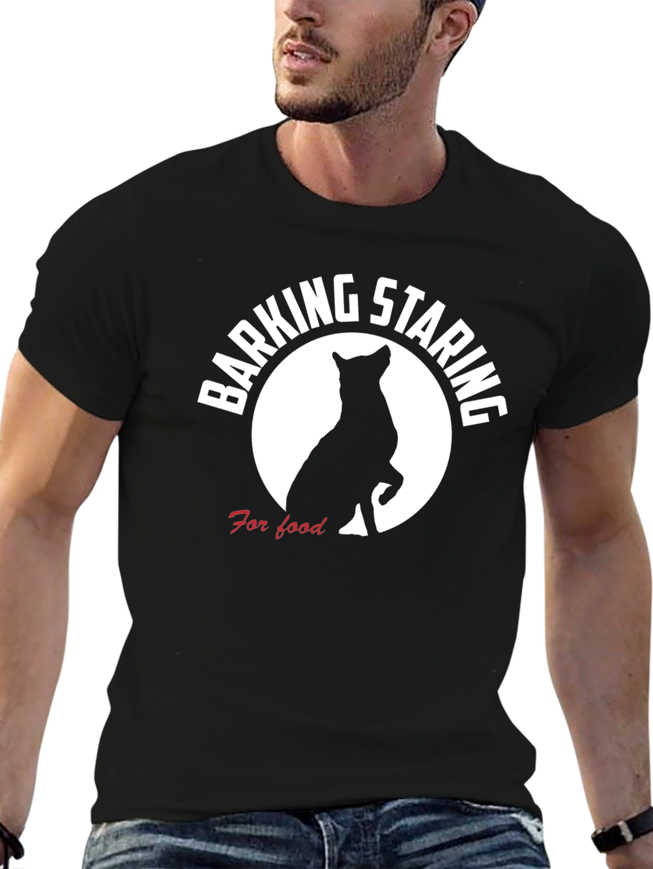 Black Barking Staring For Food Dog T-Shirt view 6