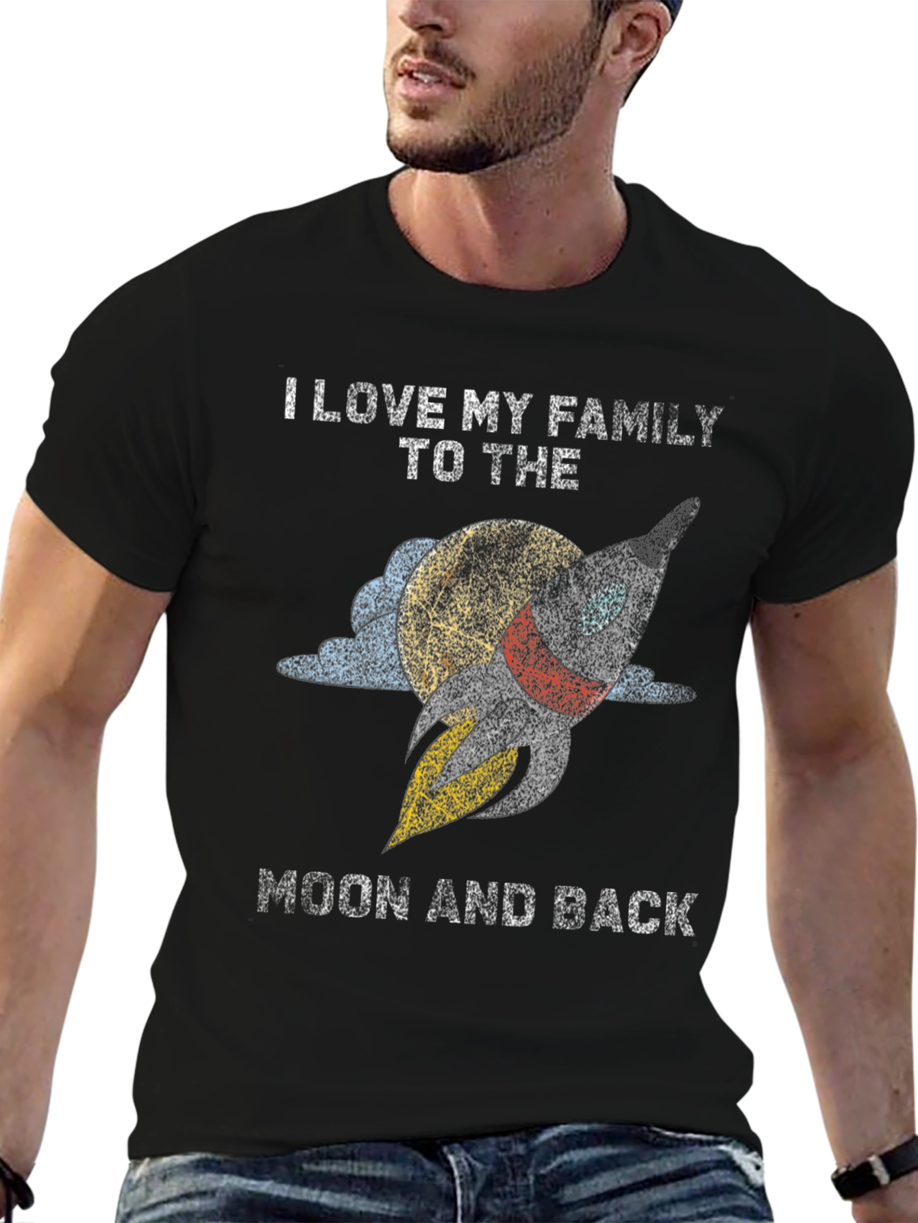 Black Family to the Moon and Back Graphic Tee view 6