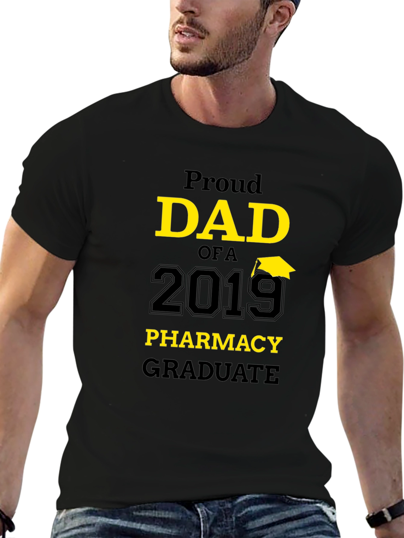Black Proud Dad of a 2019 Pharmacy Graduate Black T-Shirt view 6