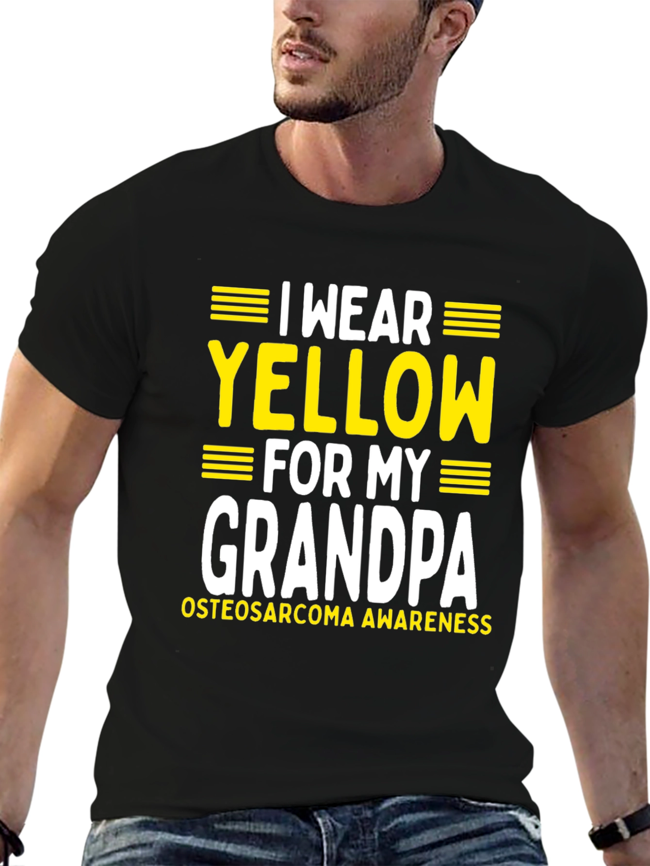 Black I Wear Yellow for My Grandpa T-Shirt view 6
