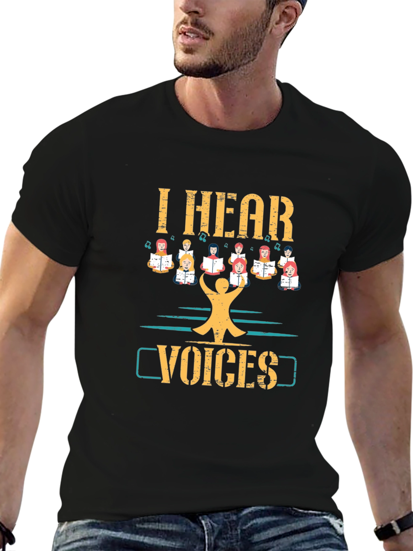 Black I Hear Voices T-Shirt Choir Singing Tee view 6