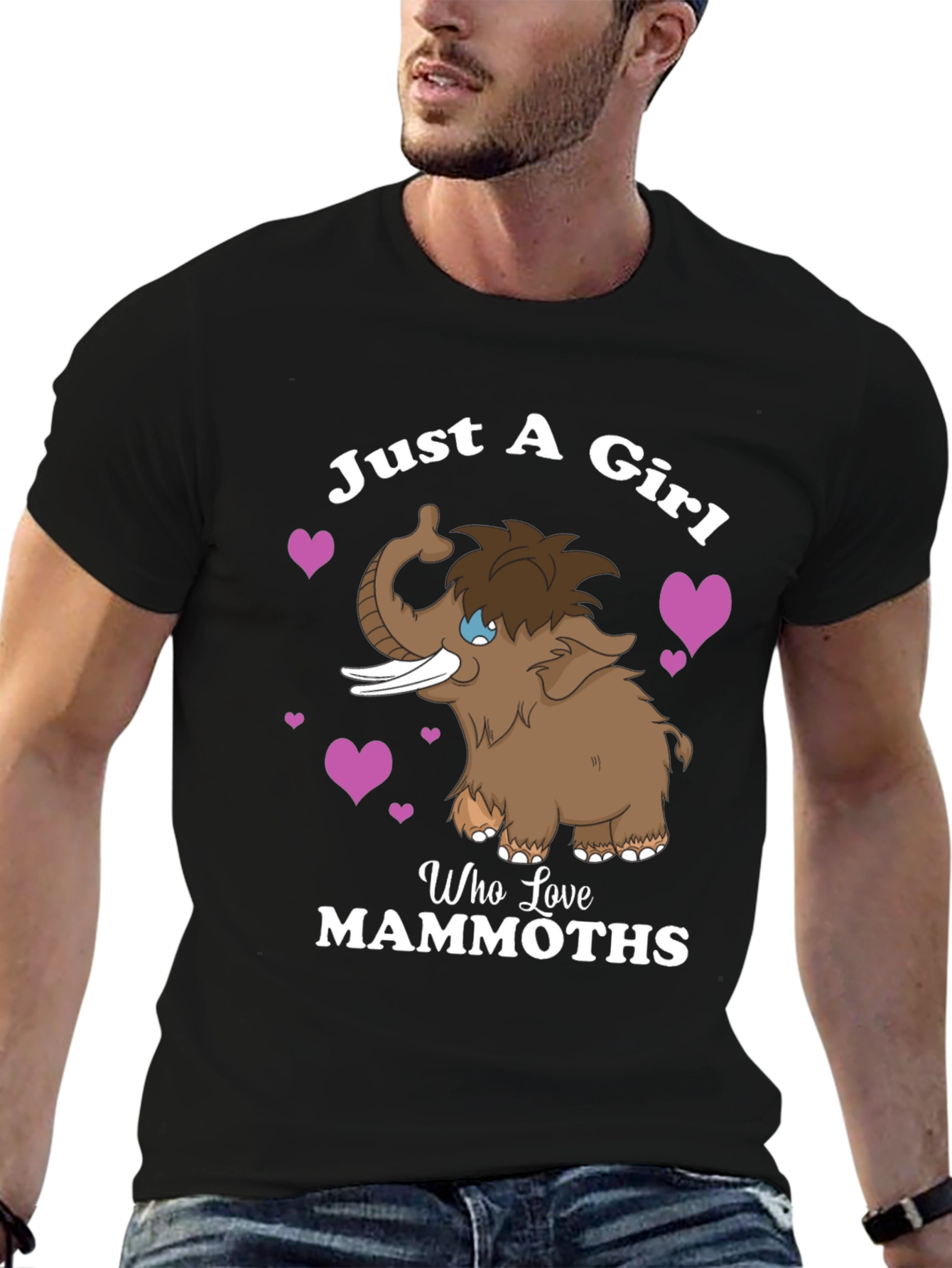 Black Just a Girl Who Loves Mammoths T-Shirt view 6