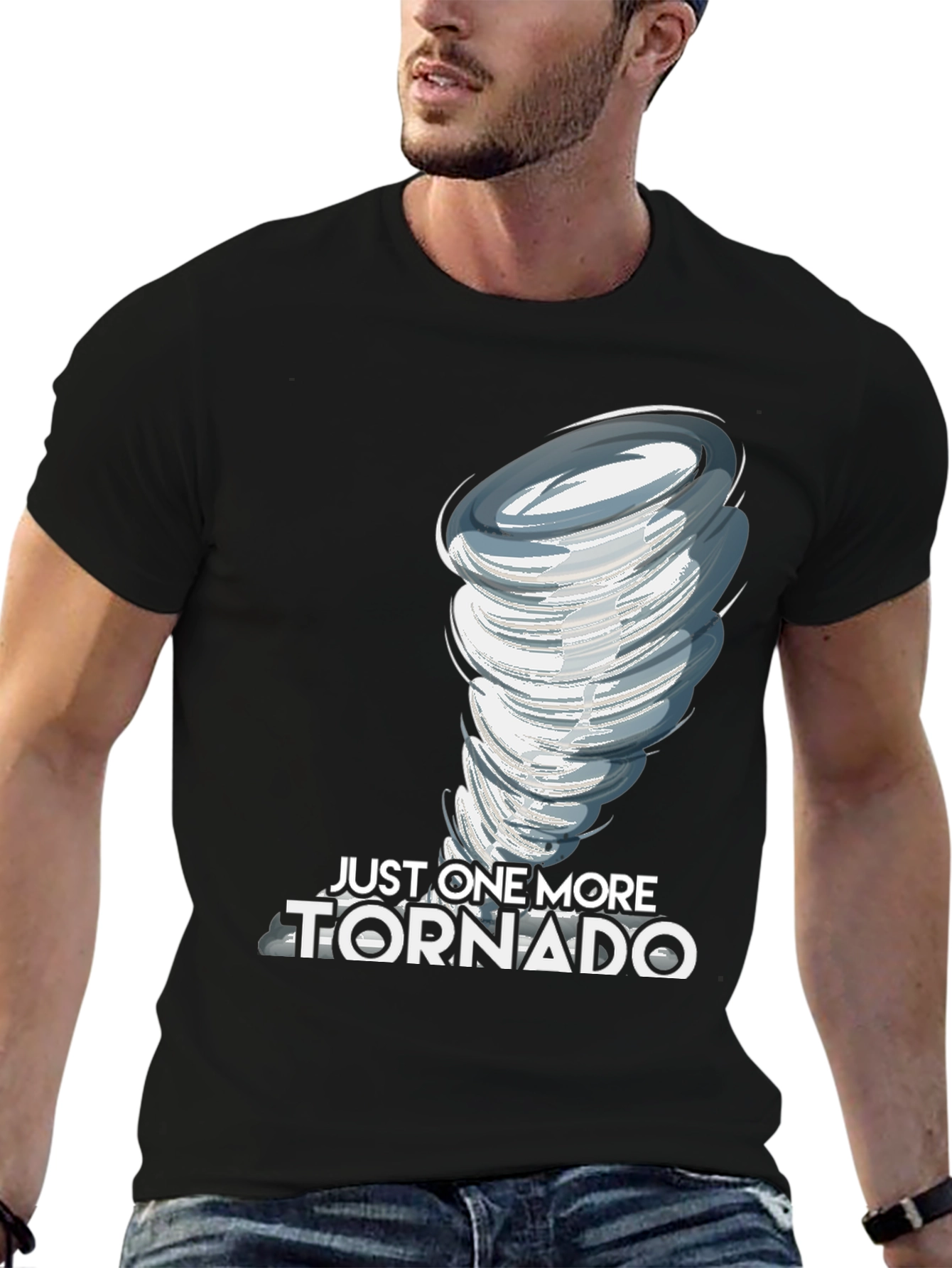 Black Just One More Tornado Black Graphic T-Shirt view 6