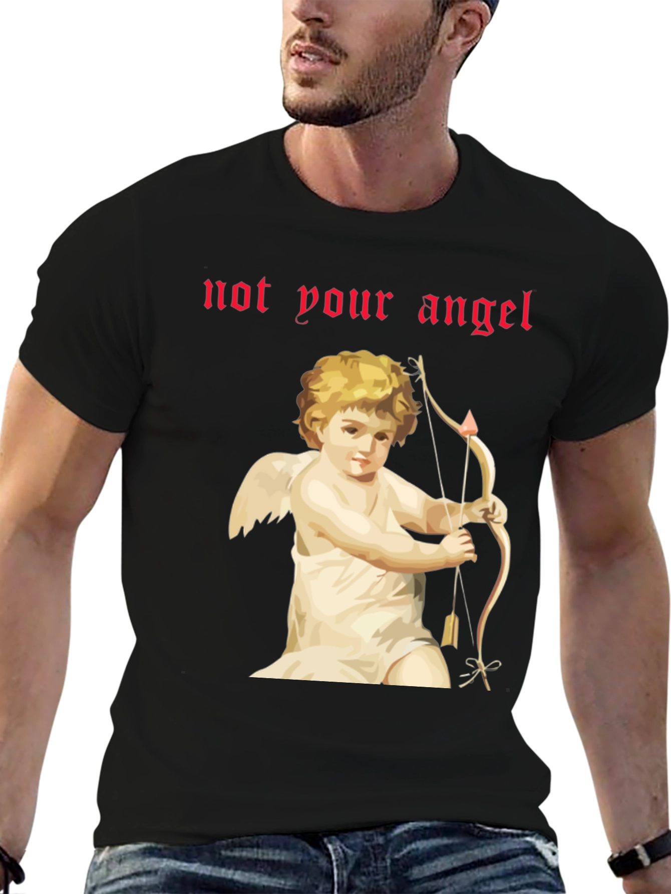 Black Not Your Angel Cupid Graphic Tee - Black T-Shirt view 6