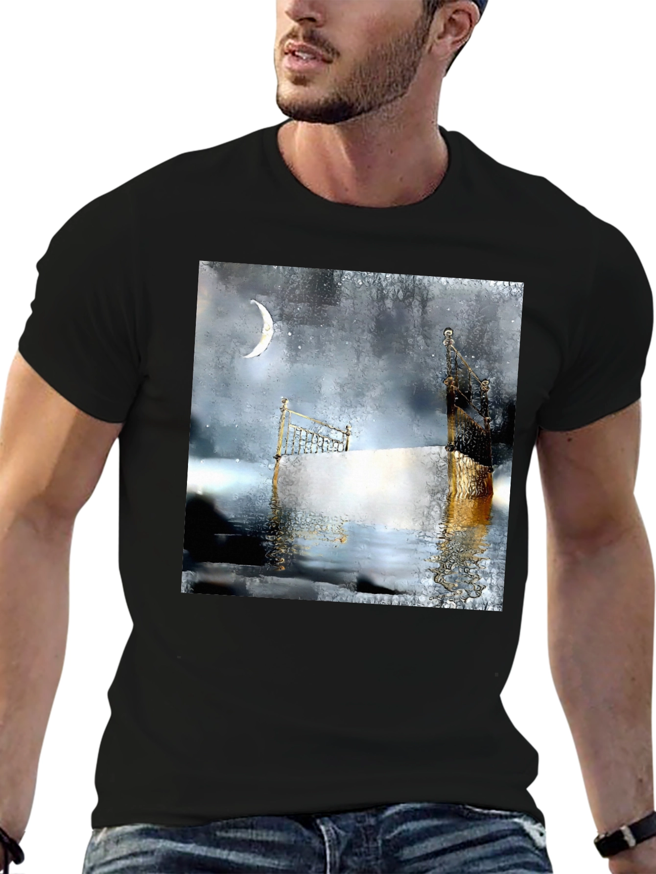 Black Surreal Dreamscape Black Tee view 6