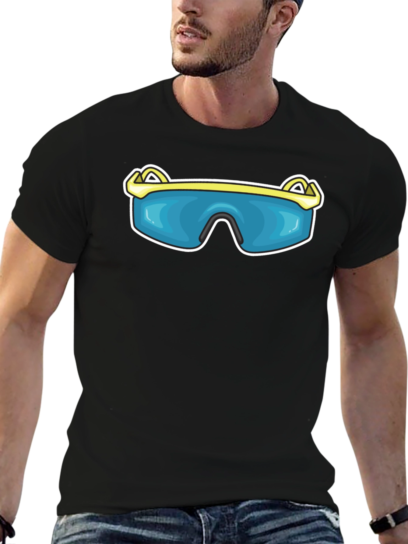 Black Sunglasses Graphic Tee - Fun & Stylish Black T-Shirt view 6