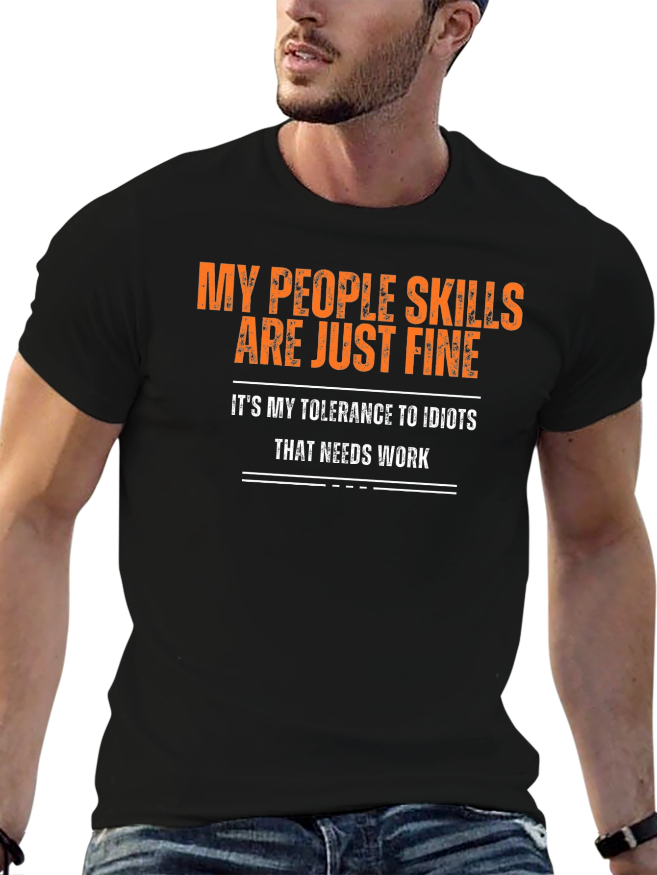 Black My People Skills Funny Graphic Tee view 6