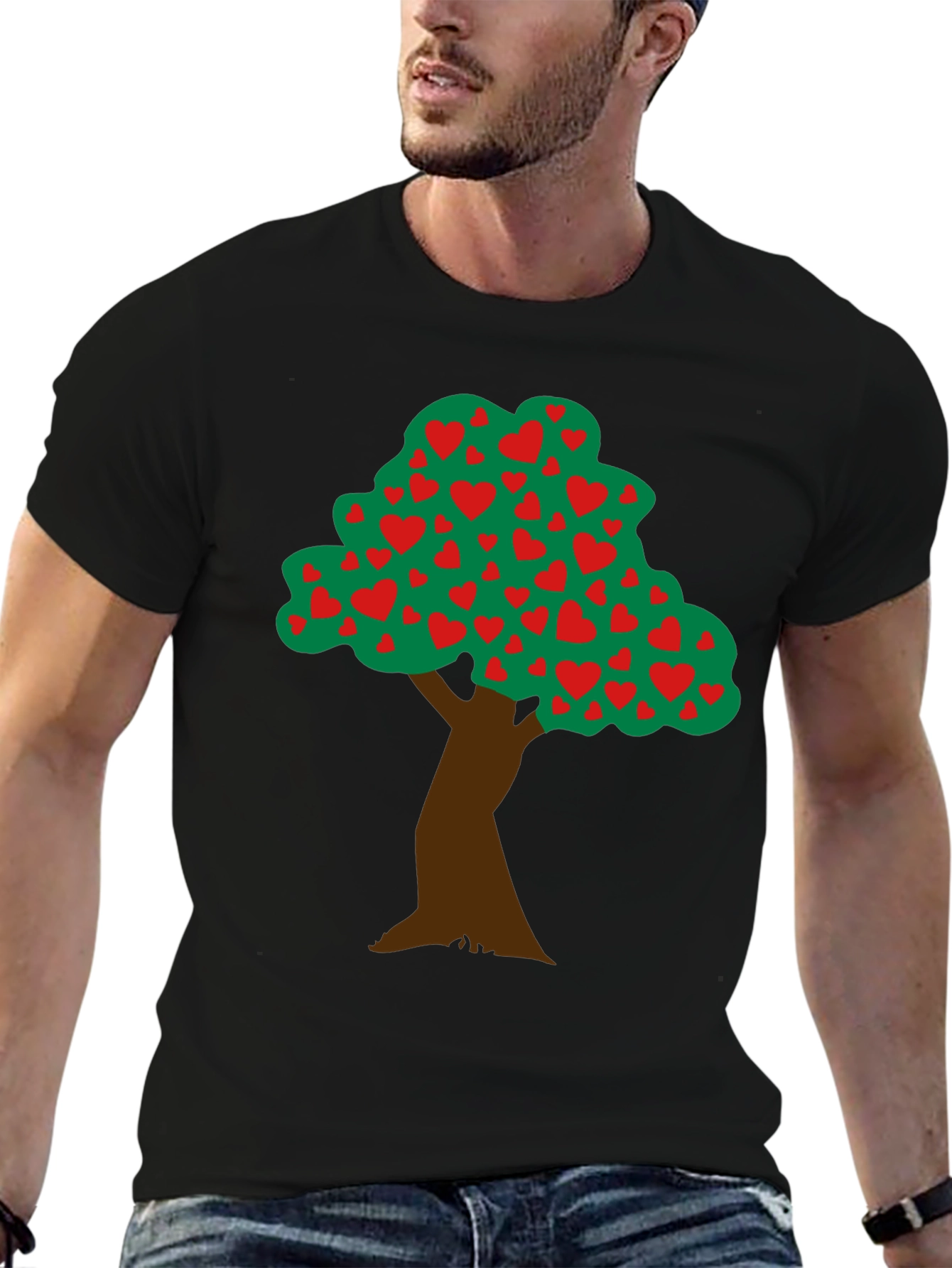 Black Heart Tree Graphic Tee - Black Cotton Blend view 6