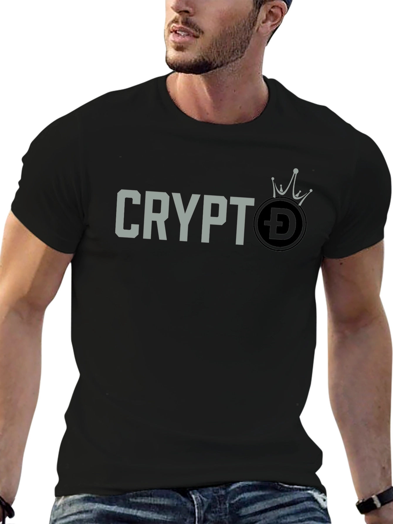 Black Crypto DOGE Crown T-Shirt - Black Graphic Tee view 6