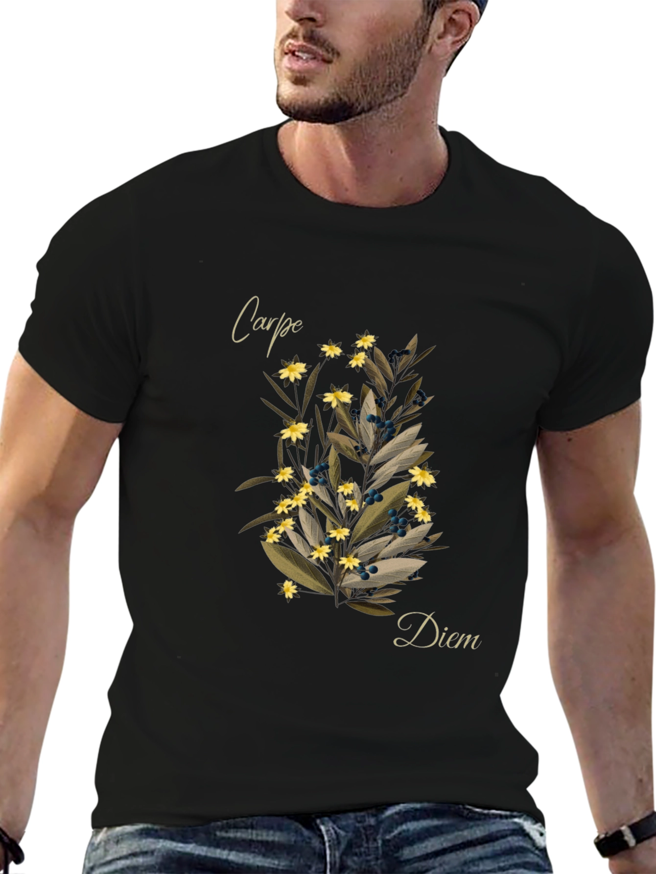 Black Carpe Diem Floral T-Shirt - Seize the Day view 6