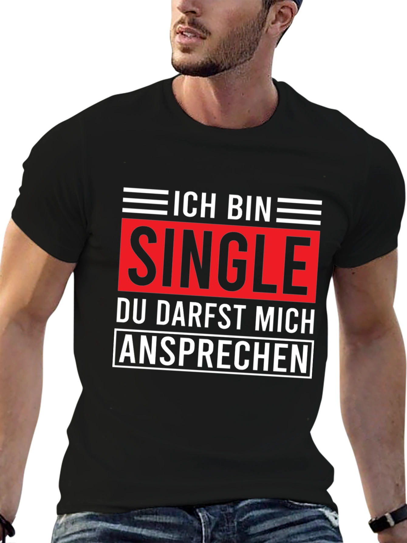 Black Ich Bin Single T-Shirt - Black view 6