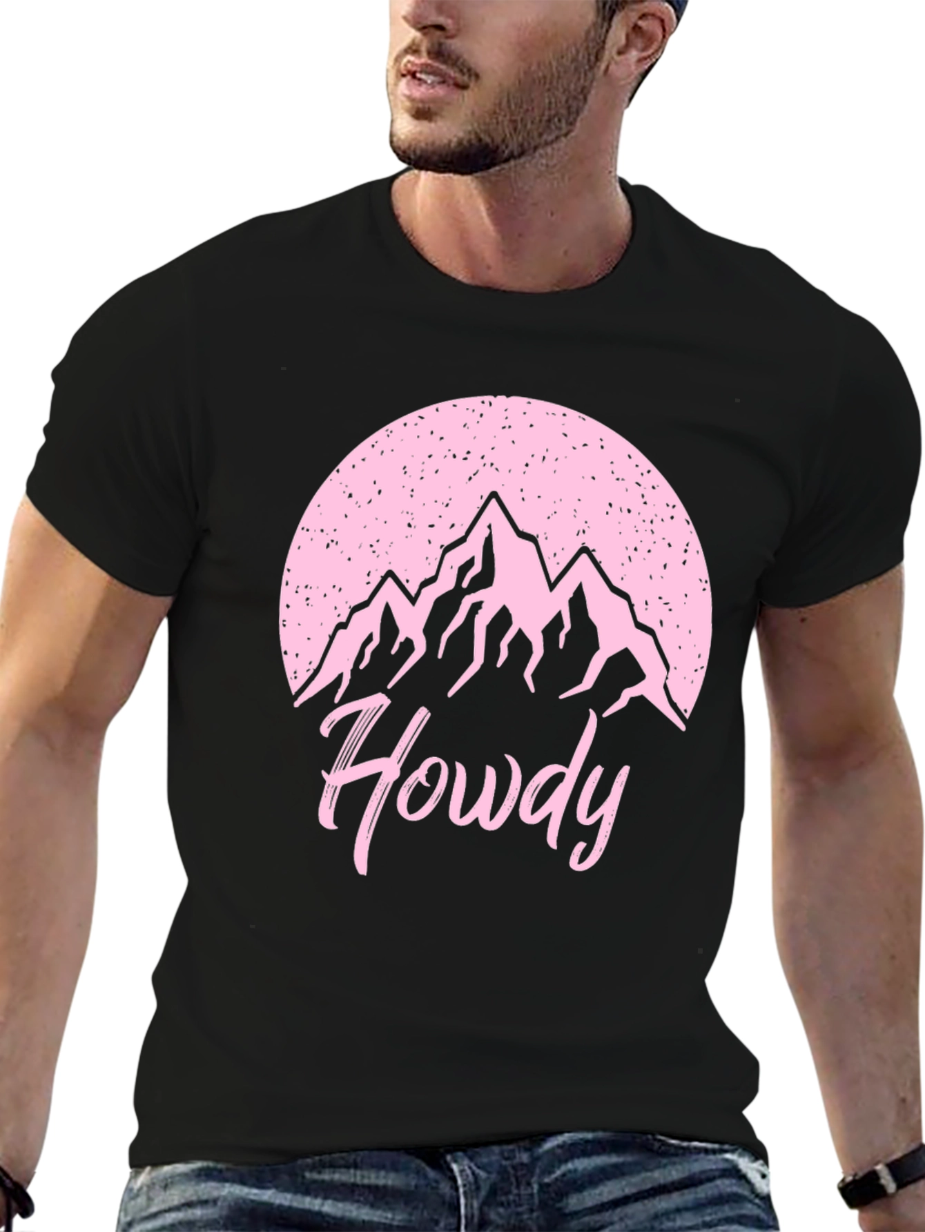 Black Howdy Mountain Graphic T-Shirt - Casual Wear view 6