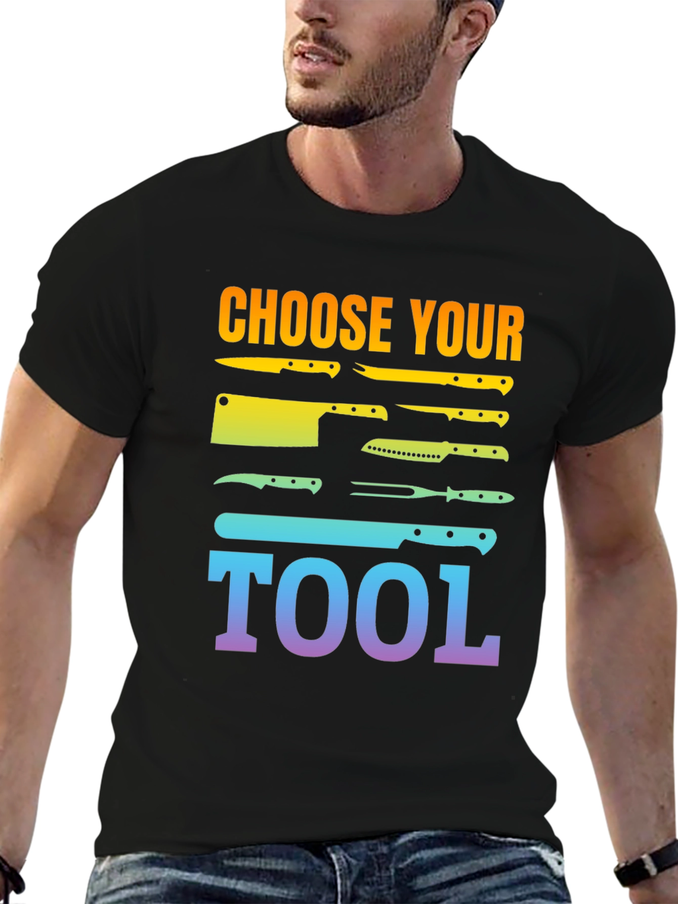 Black Choose Your Tool Knife T-Shirt - Culinary Chef Gift view 6
