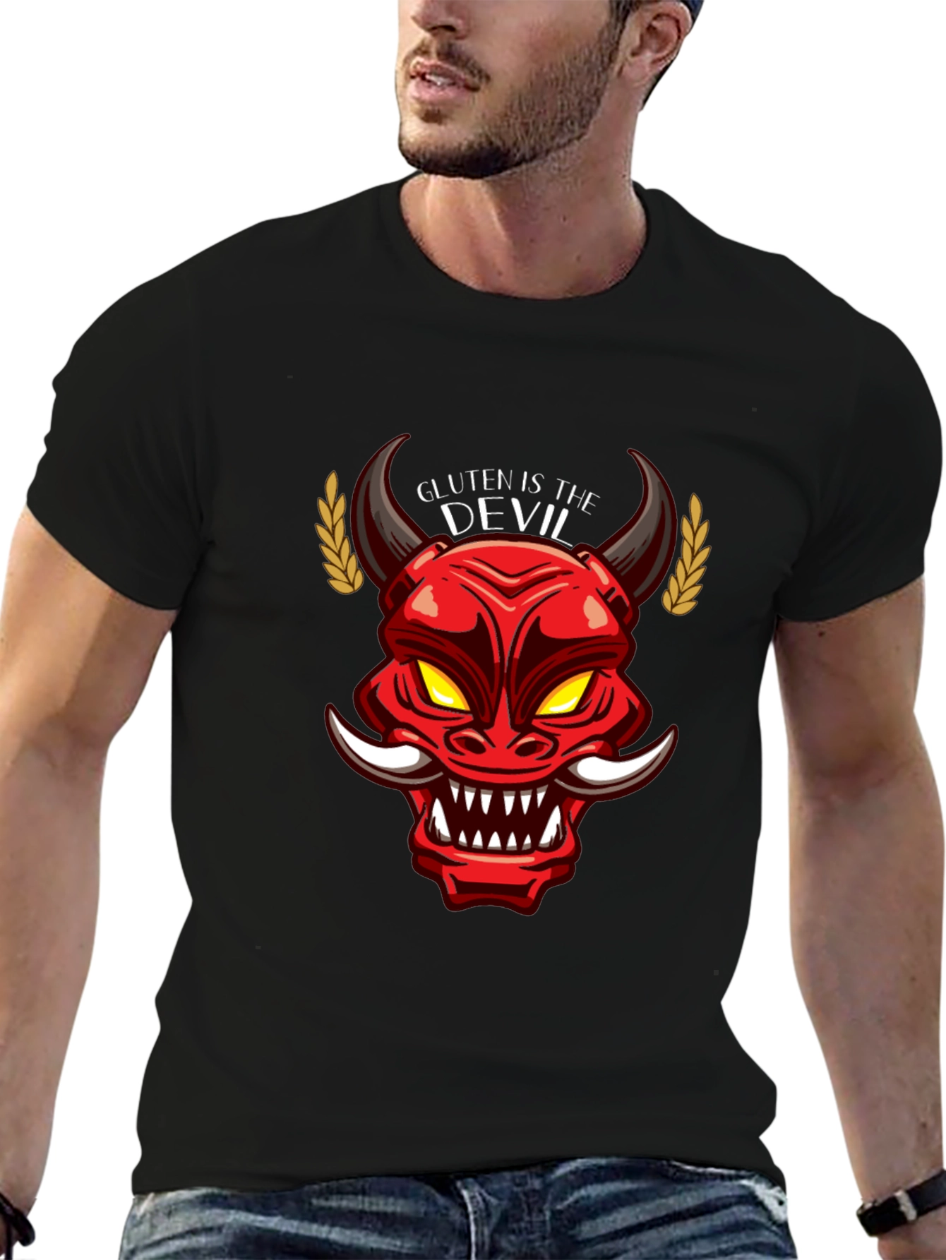 Black Gluten is the Devil Graphic T-Shirt view 6