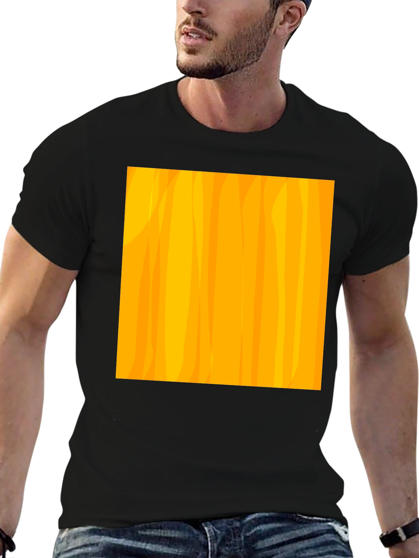 Black Modern Abstract Pattern Black T-Shirt view 6