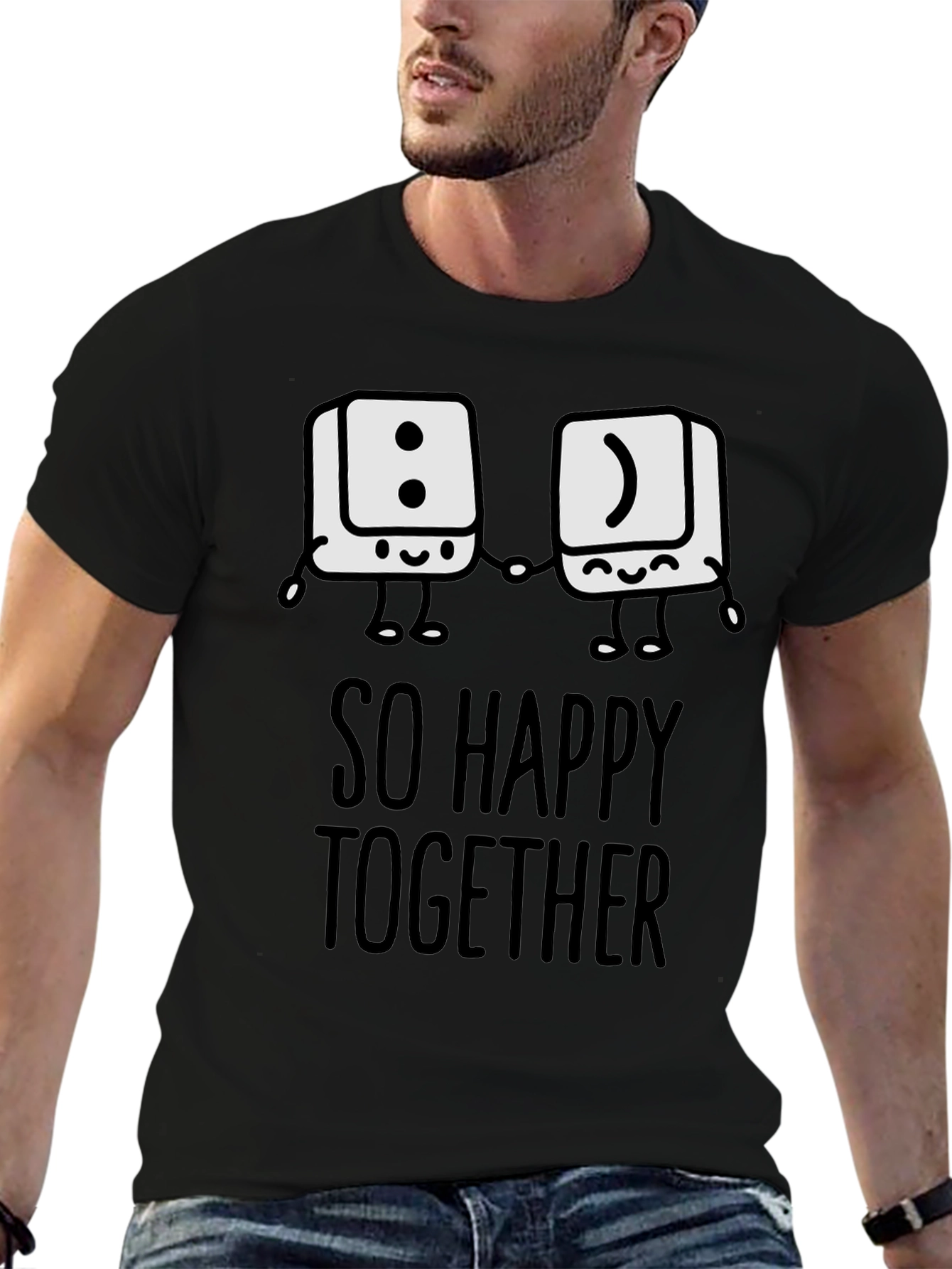 Black So Happy Together Graphic T-Shirt - Fun Couple Tee view 6