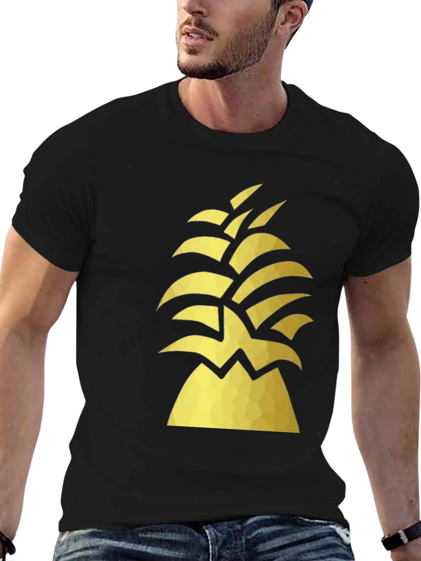 Black Geometric Pineapple Graphic Tee view 6