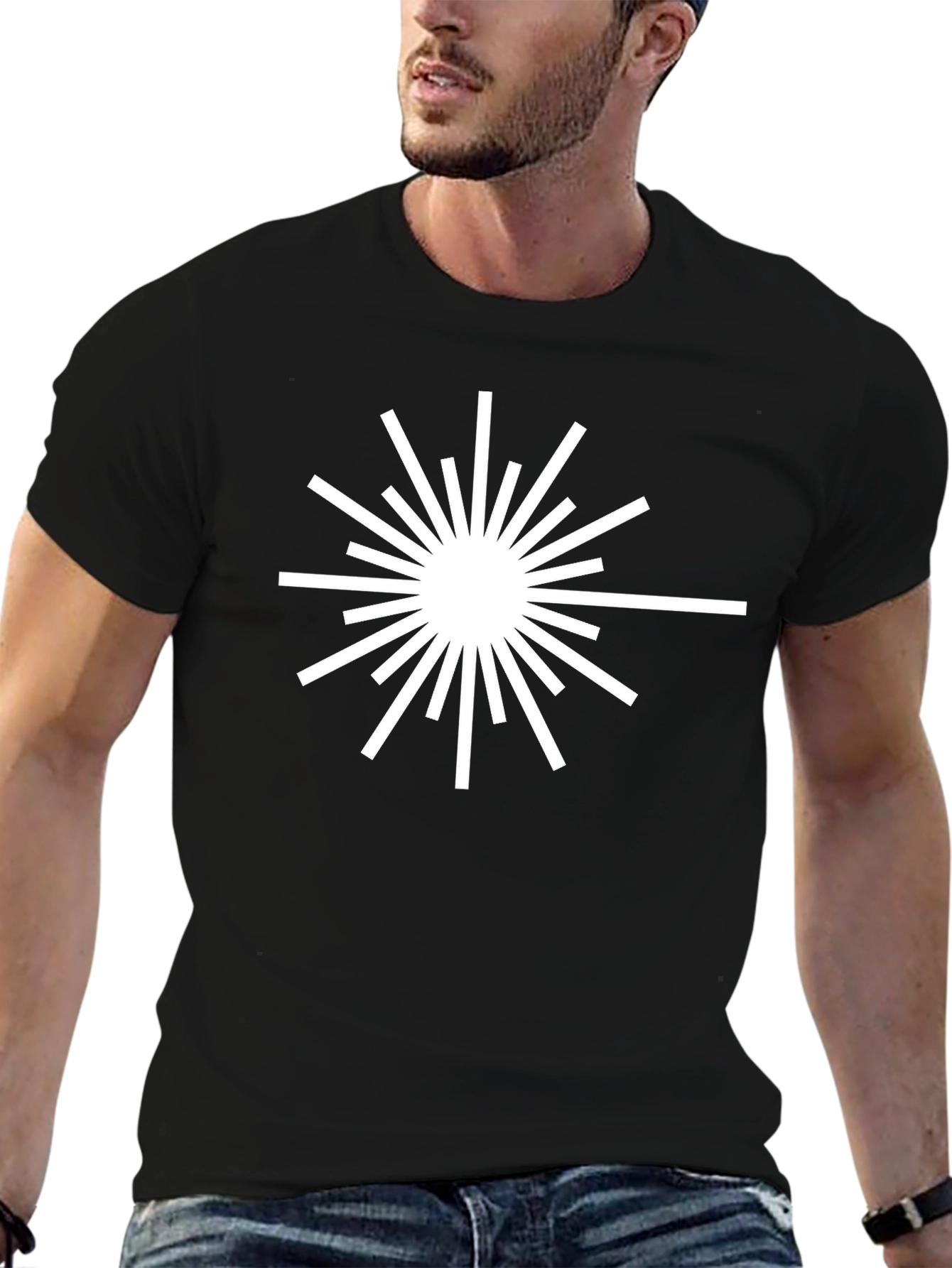 Black Starburst Graphic Black T-Shirt view 6