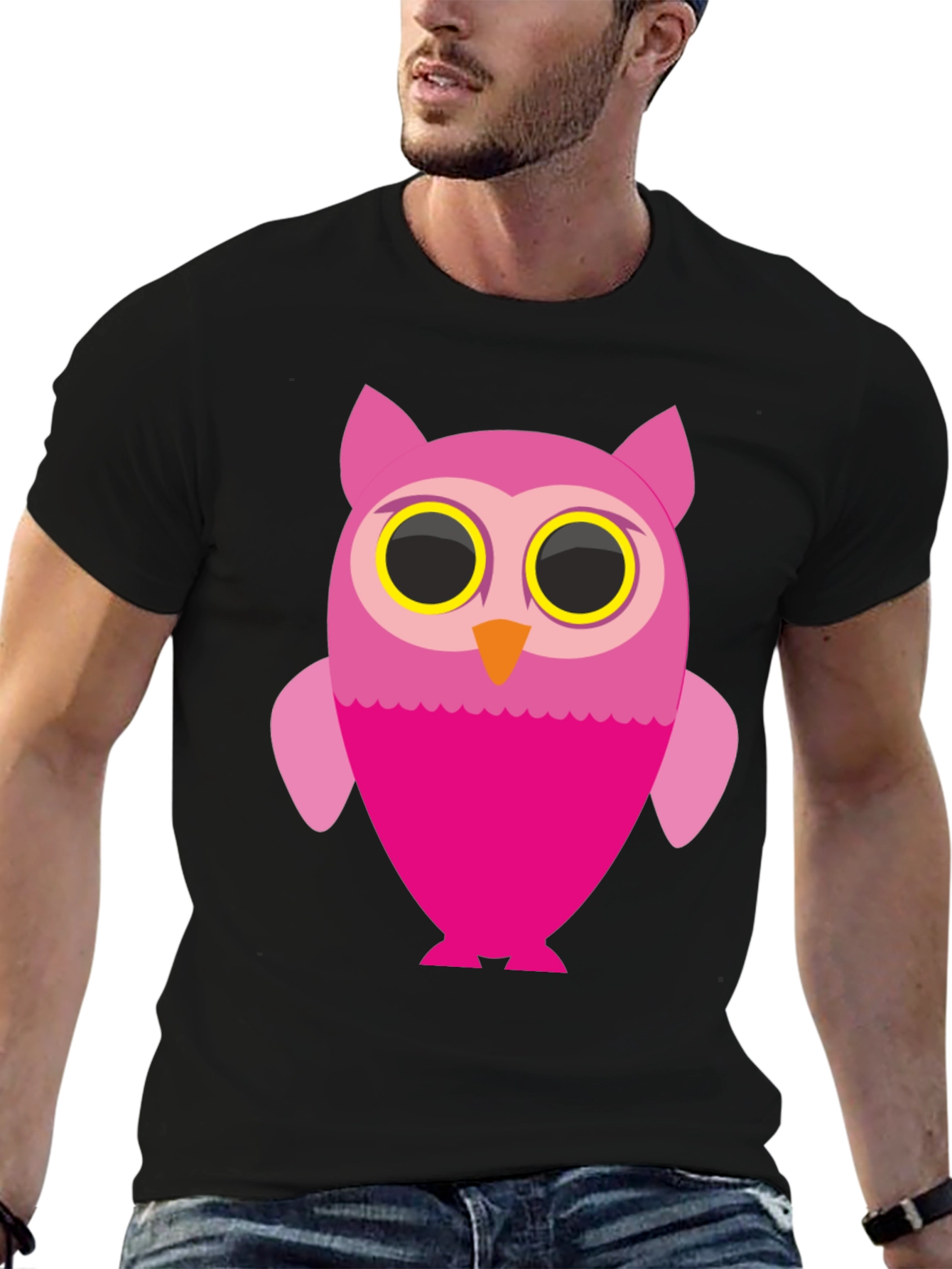 Black Owl Graphic Black T-Shirt view 6