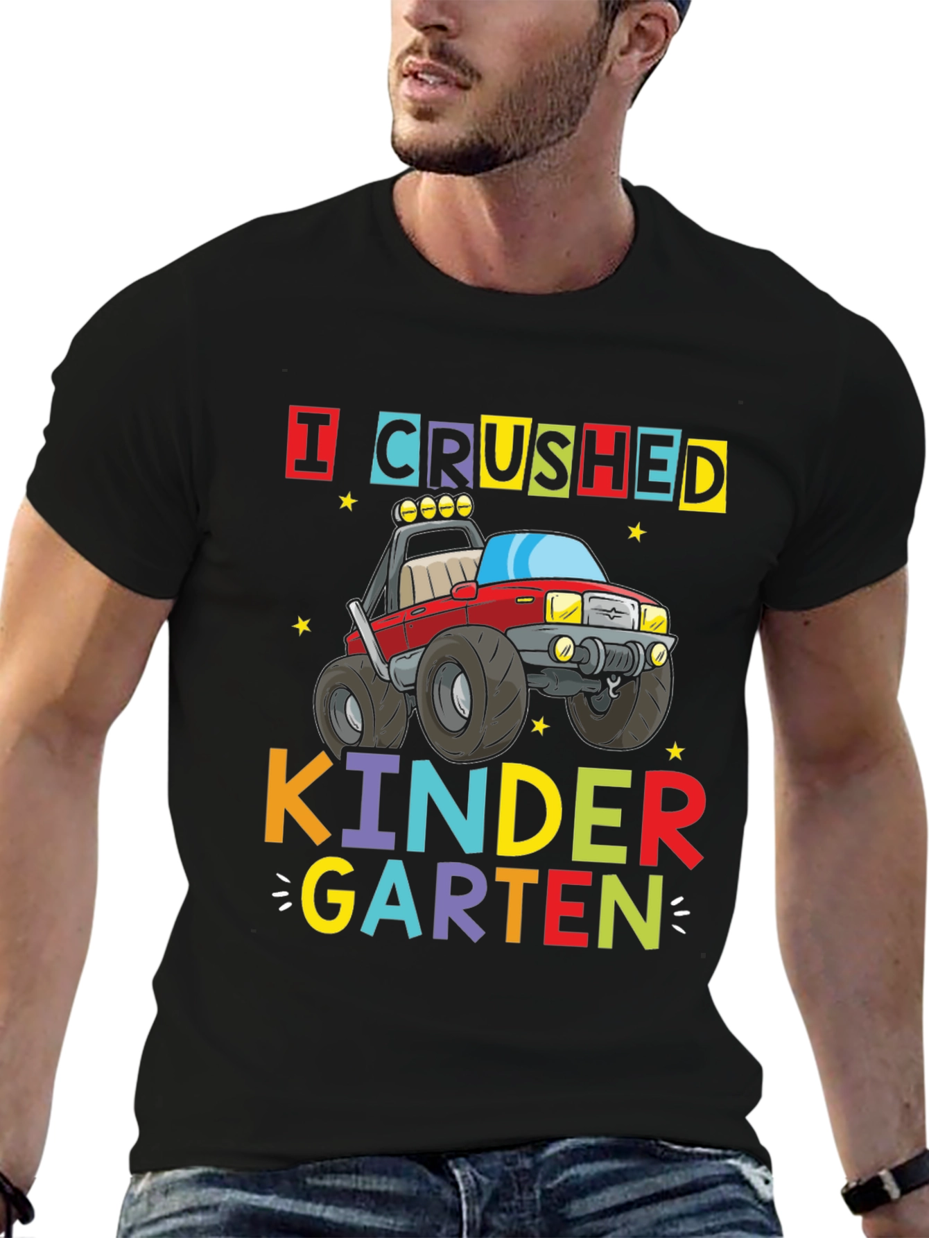 Black Crushed Kindergarten Monster Truck Graphic Tee view 6