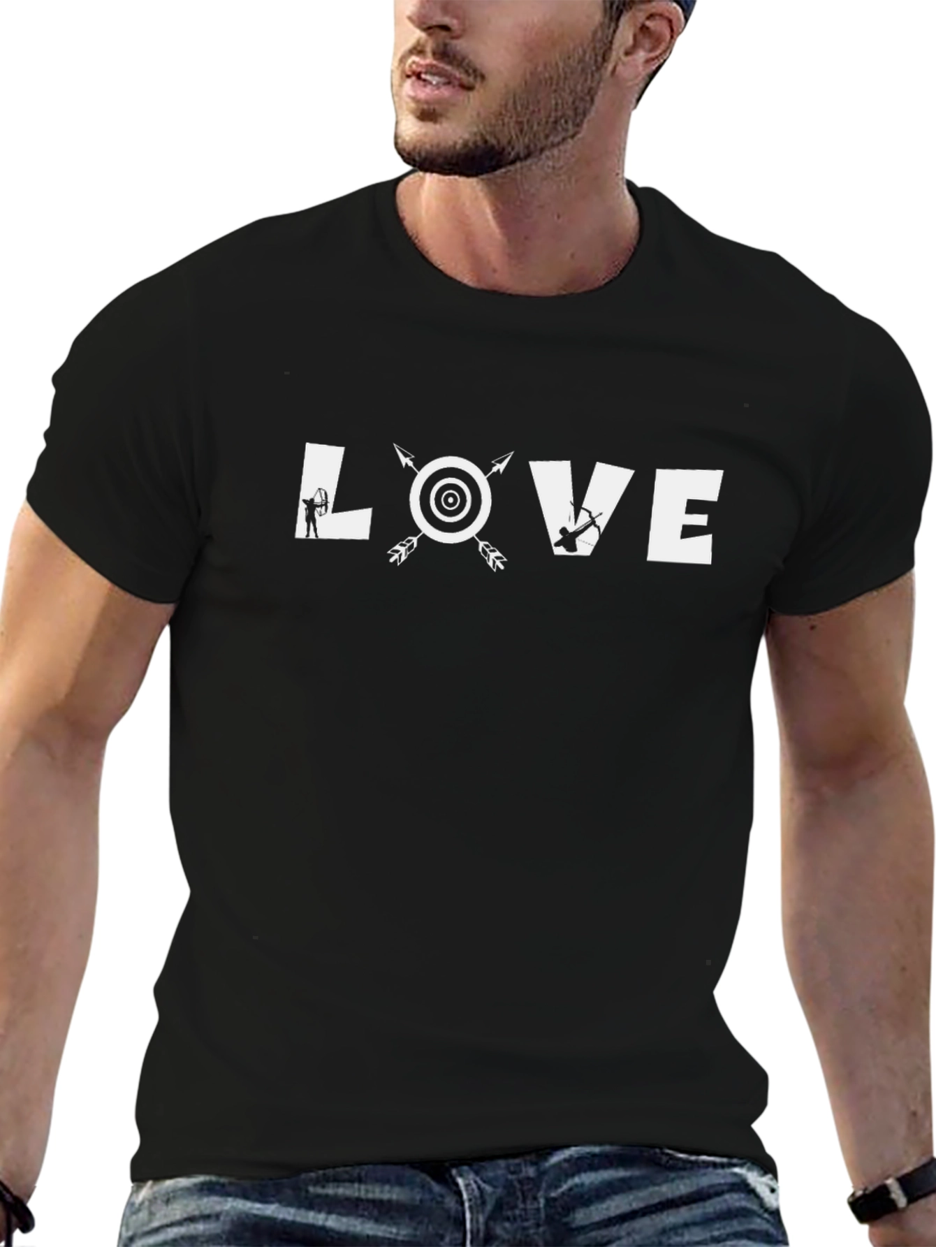 Black Archery Love T-Shirt - Black Casual Tee view 6