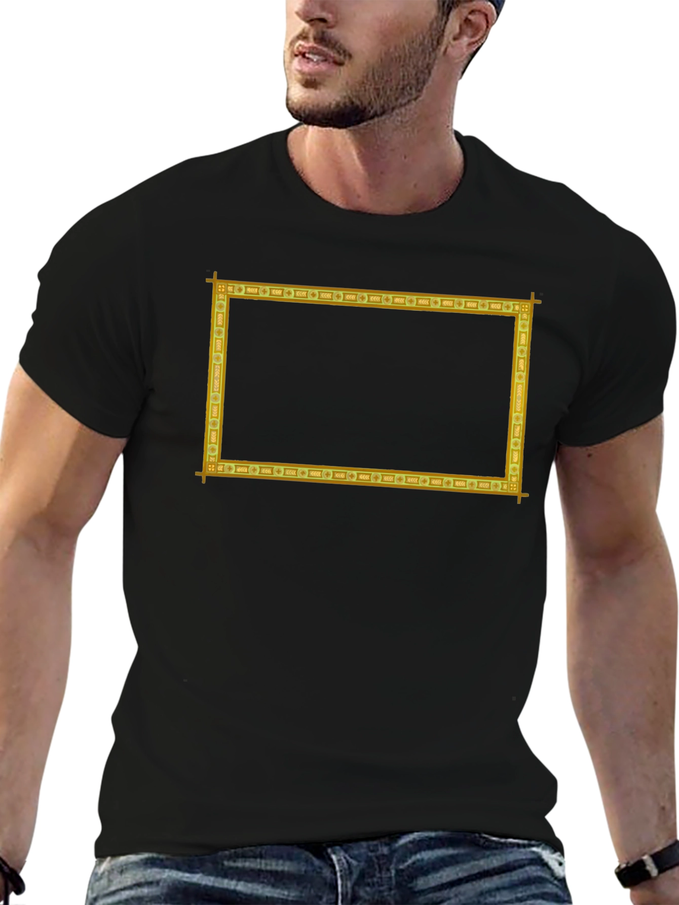 Black Golden Frame Graphic T-Shirt view 6