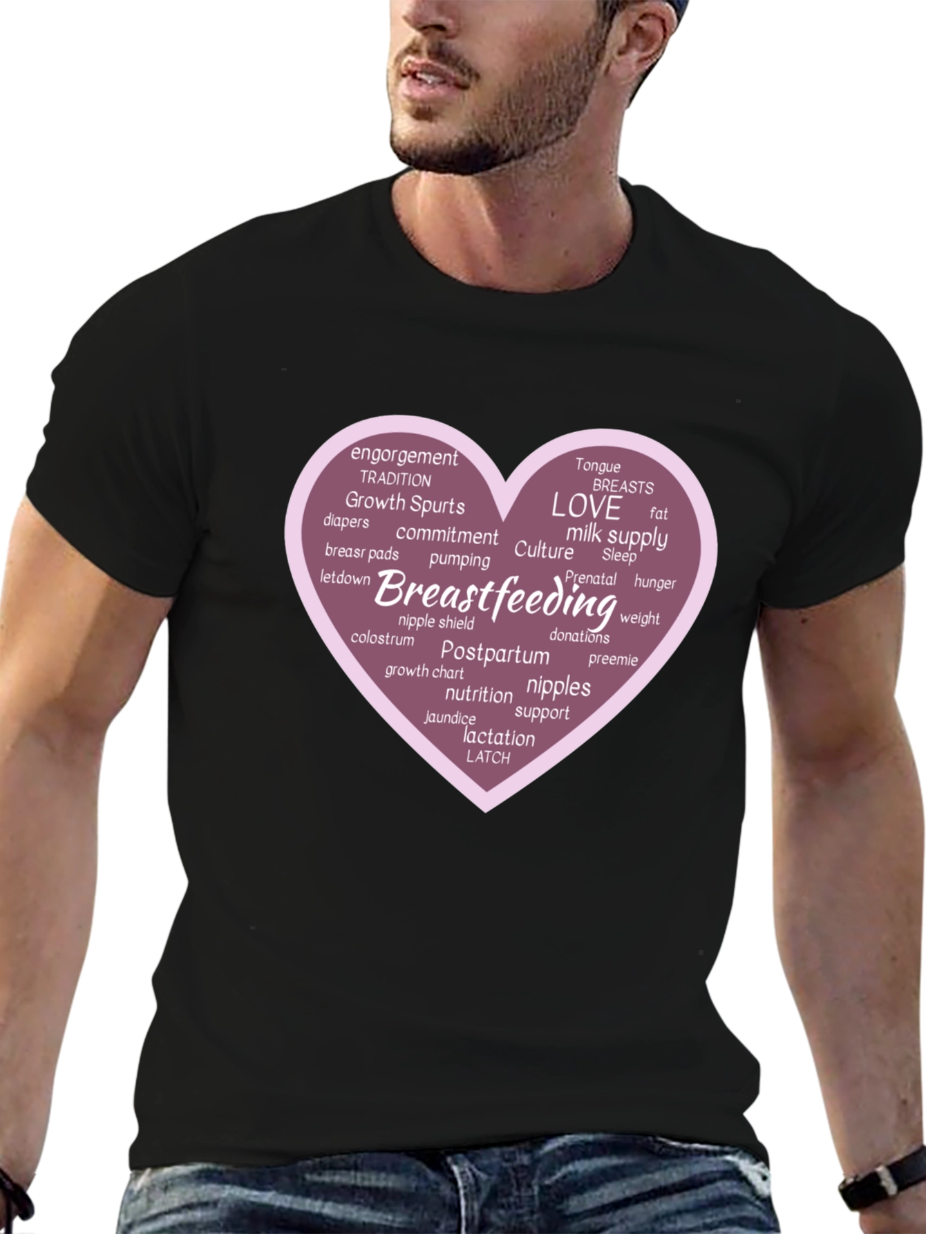 Black Breastfeeding Love Heart Graphic Tee view 6