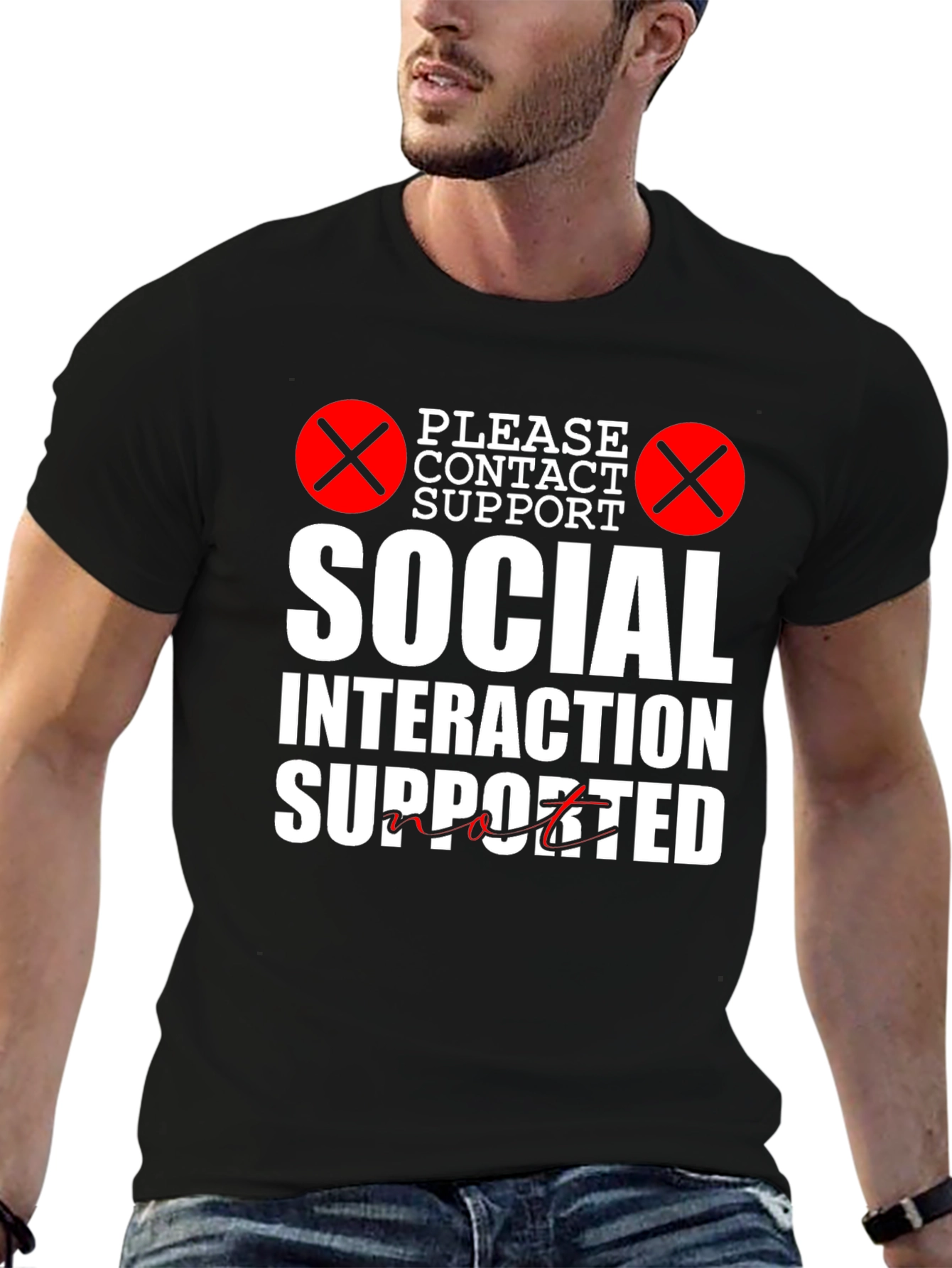 Black Social Interaction Supported Graphic Tee view 6