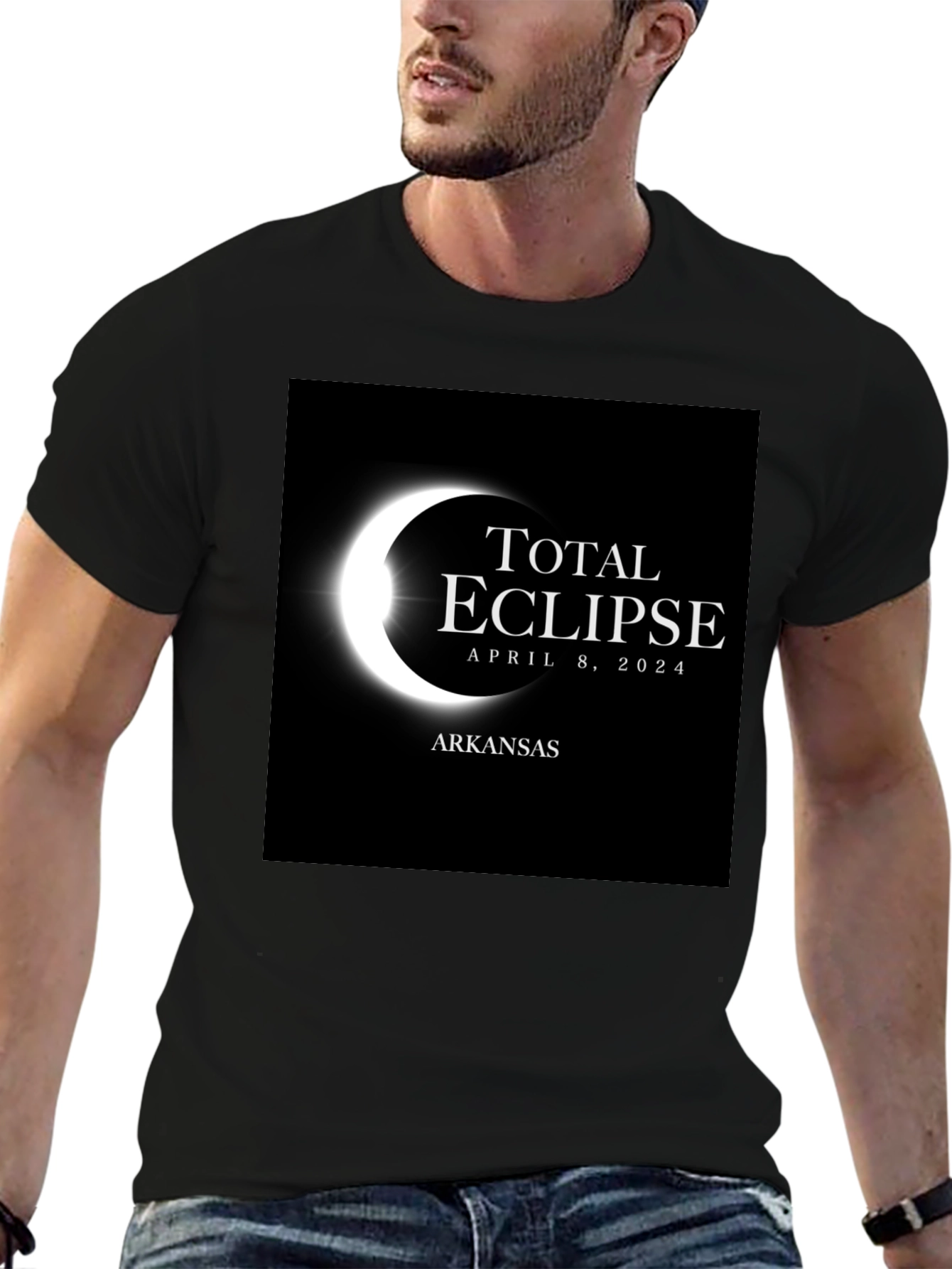 Black Total Eclipse Arkansas April 8, 2024 T-Shirt view 6