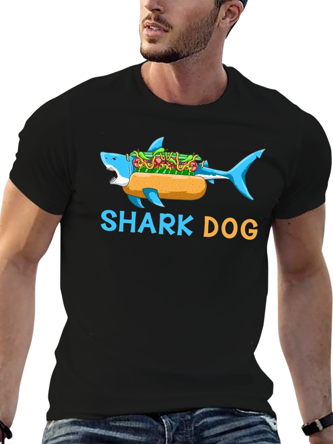 Black Shark Dog Graphic T-Shirt - Funny Novelty Tee view 6