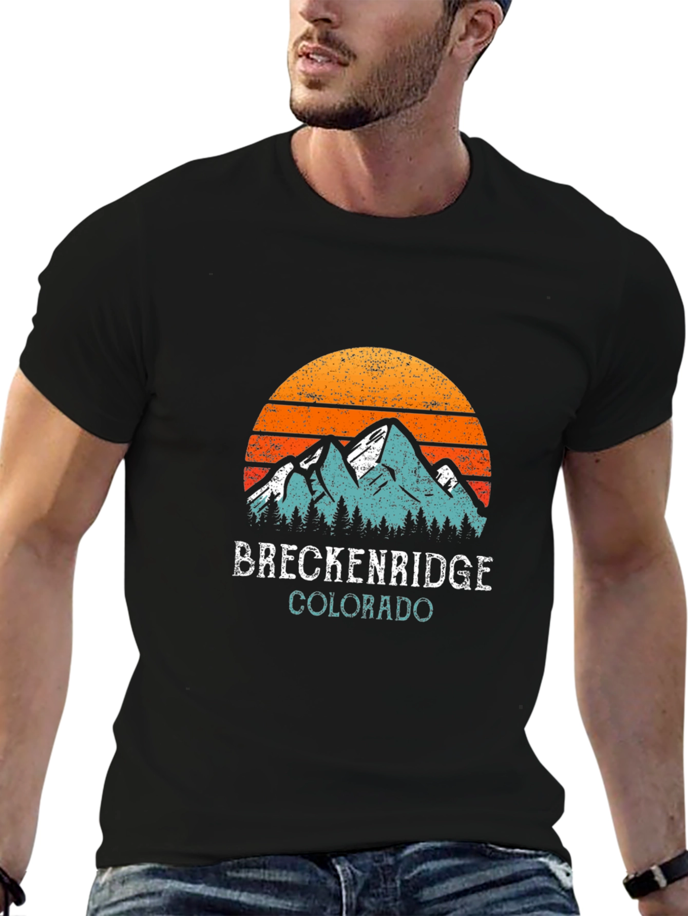 Black Breckenridge Colorado Vintage Style T-Shirt view 6