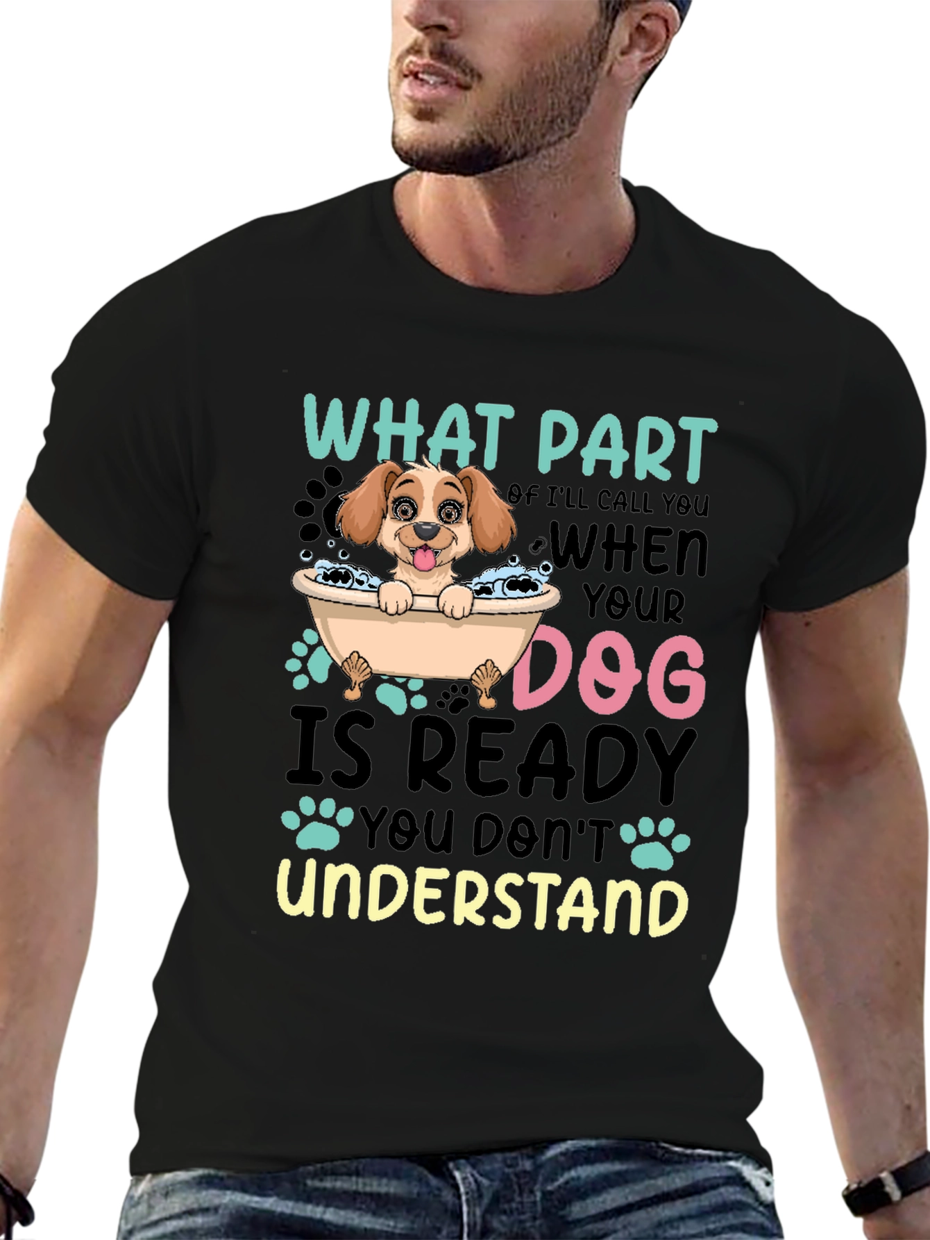 Black Dog Lover T-Shirt Funny Dog Ready Quote Tee view 6
