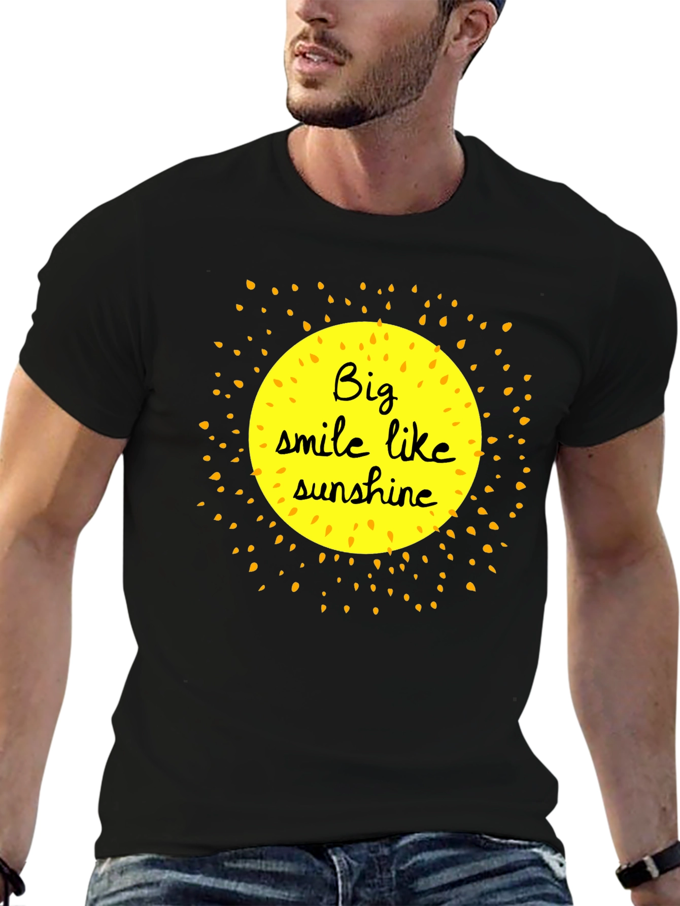 Smile Like Sunshine Black Graphic T-Shirt - 6