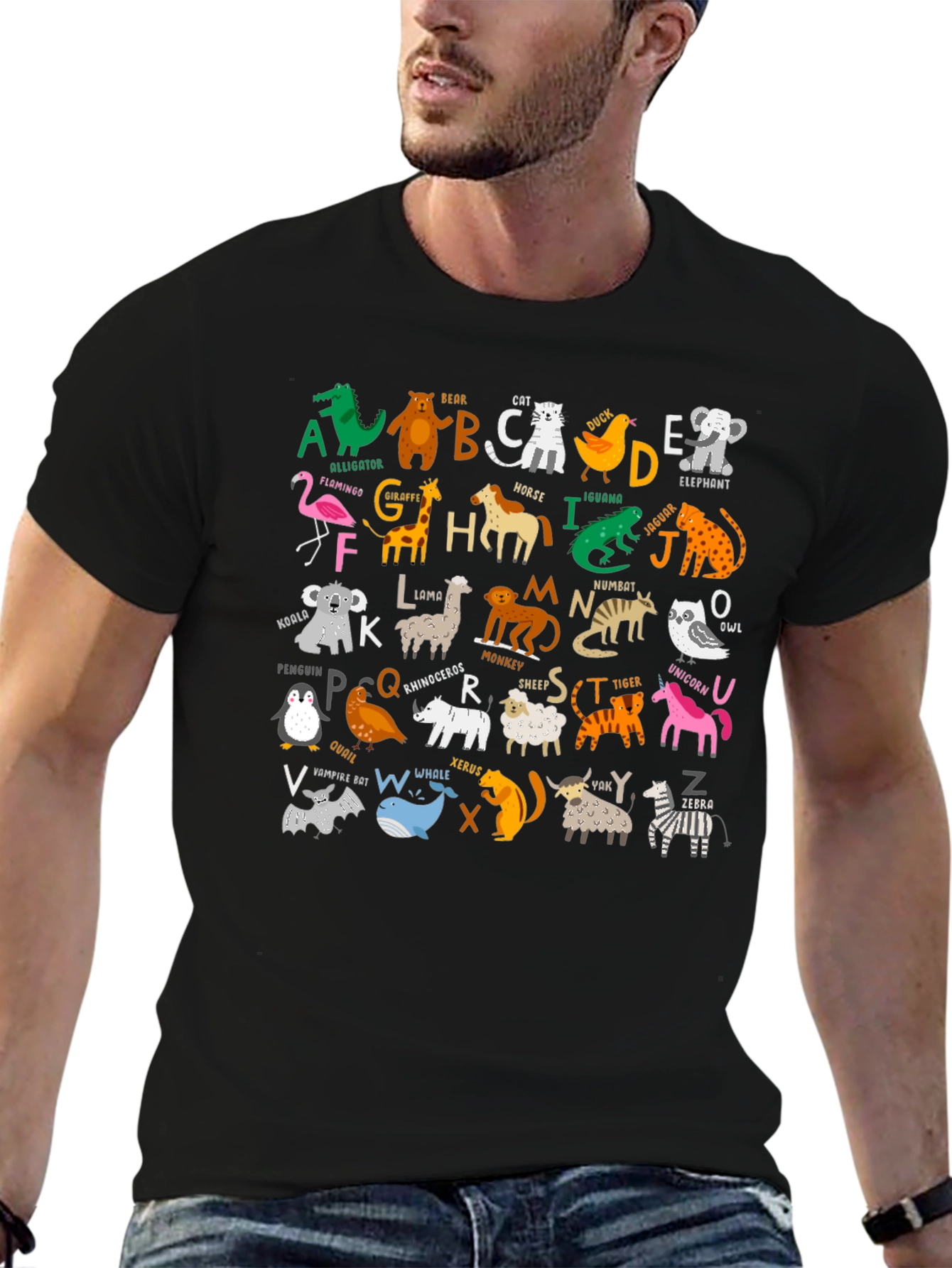 Black Animal Alphabet T-Shirt - Educational & Fun view 6