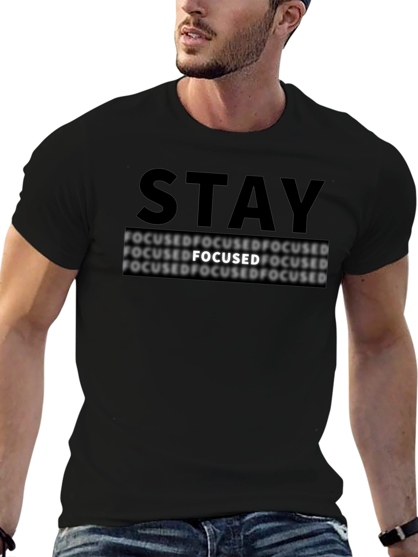 Black Stay Focused Graphic Tee - Black T-Shirt view 6