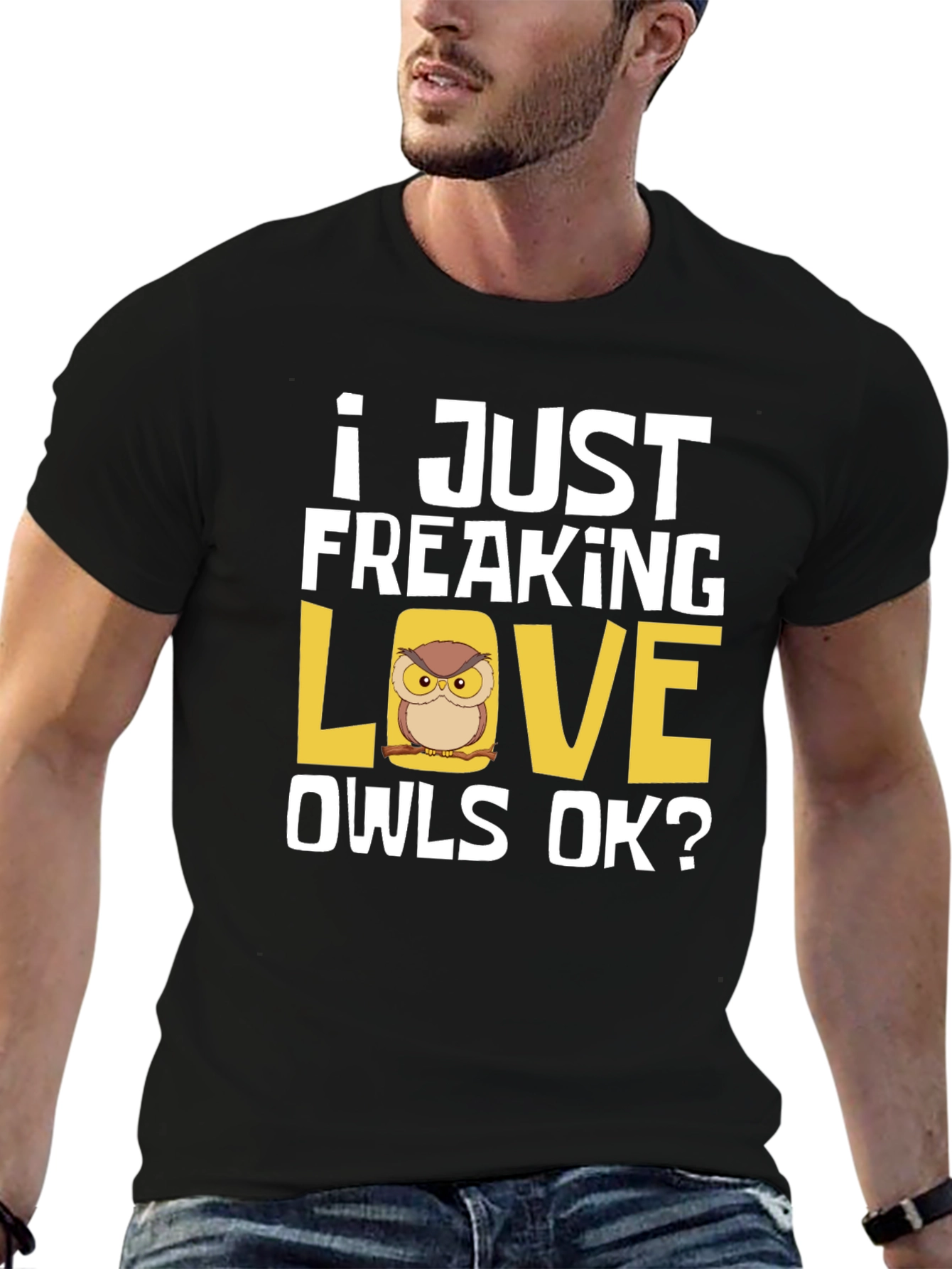Black I Just Freaking Love Owls T-Shirt view 6