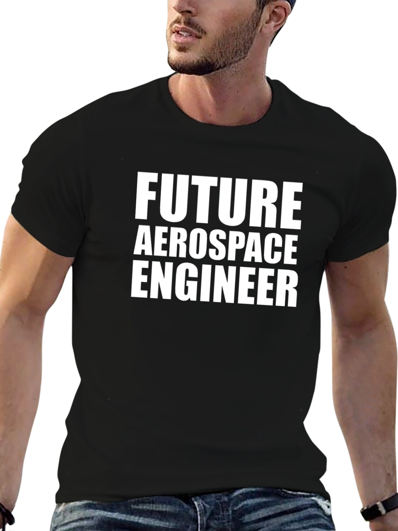 Black Future Aerospace Engineer Black T-Shirt view 6