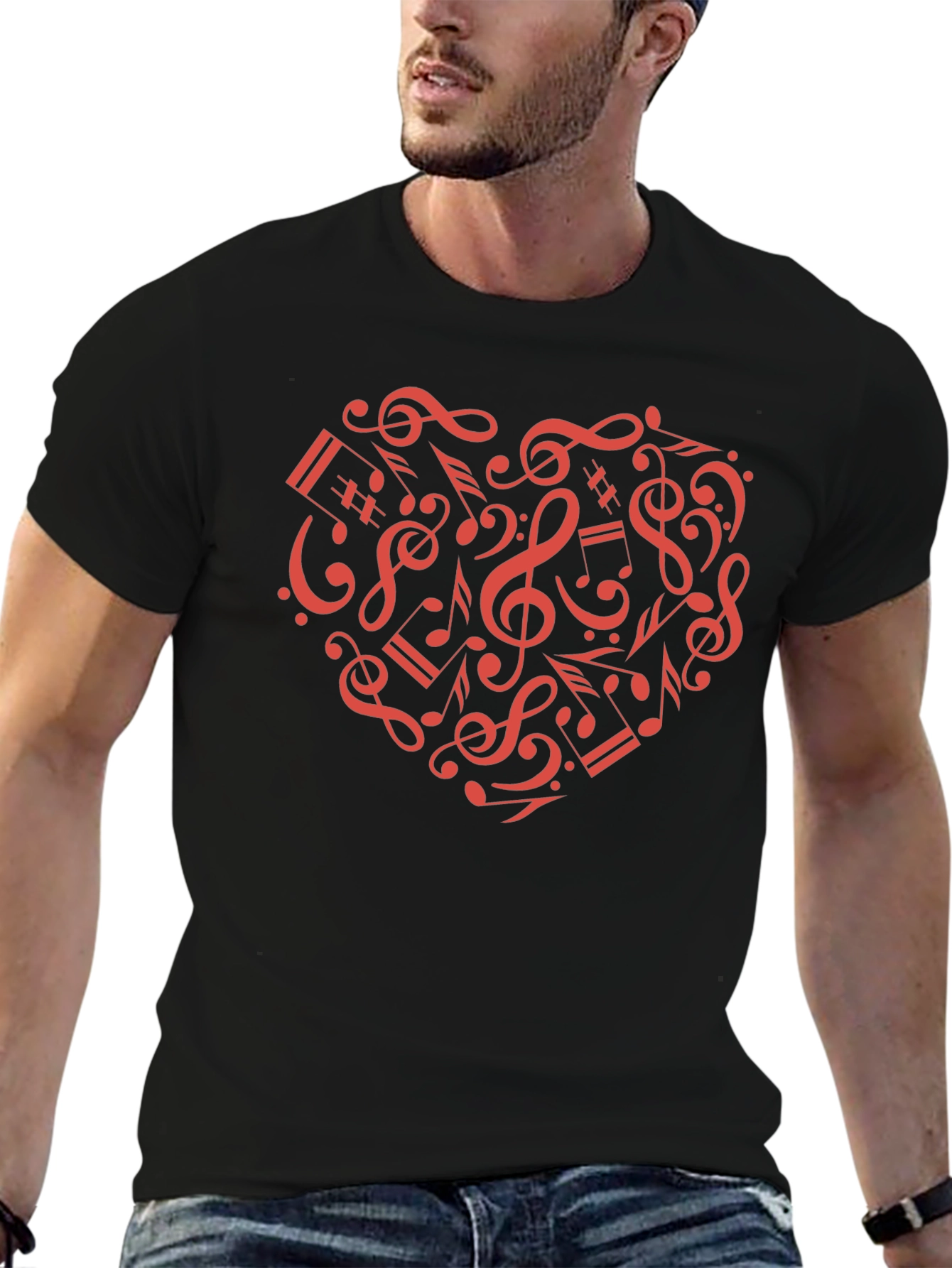 Black Musical Heartbeat Black T-Shirt view 6