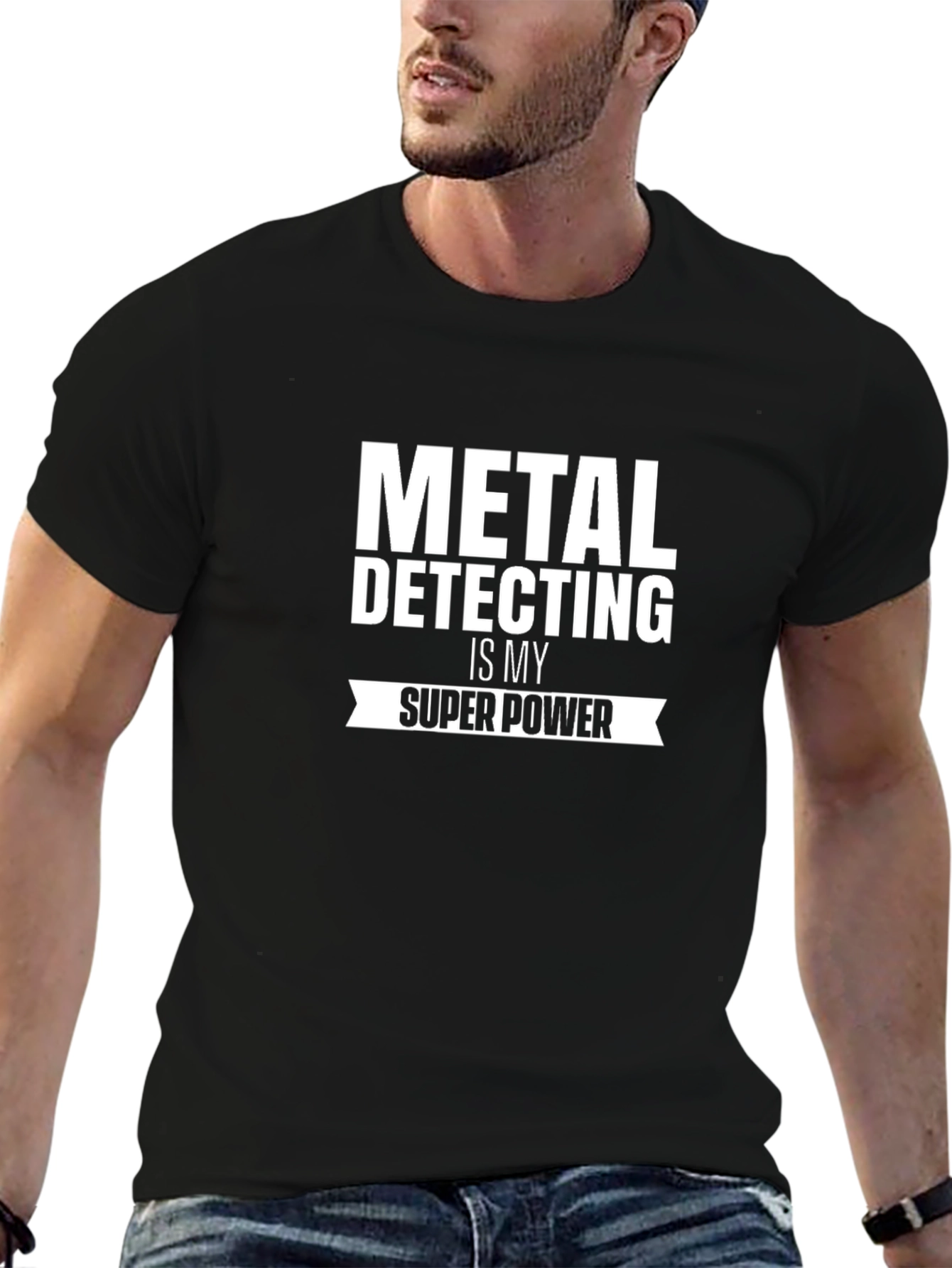 Black Metal Detecting Superpower T-Shirt view 6