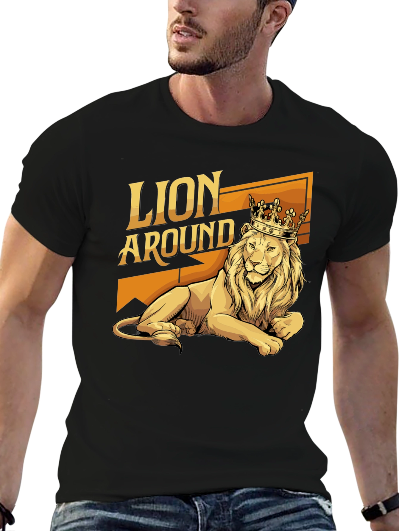 Black Lion Around T-Shirt - King of the Jungle Graphic Tee view 6