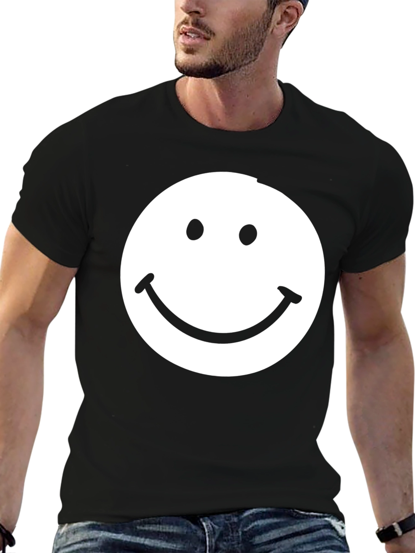 Black Smiley Face Graphic Tee - Classic Comfort view 6
