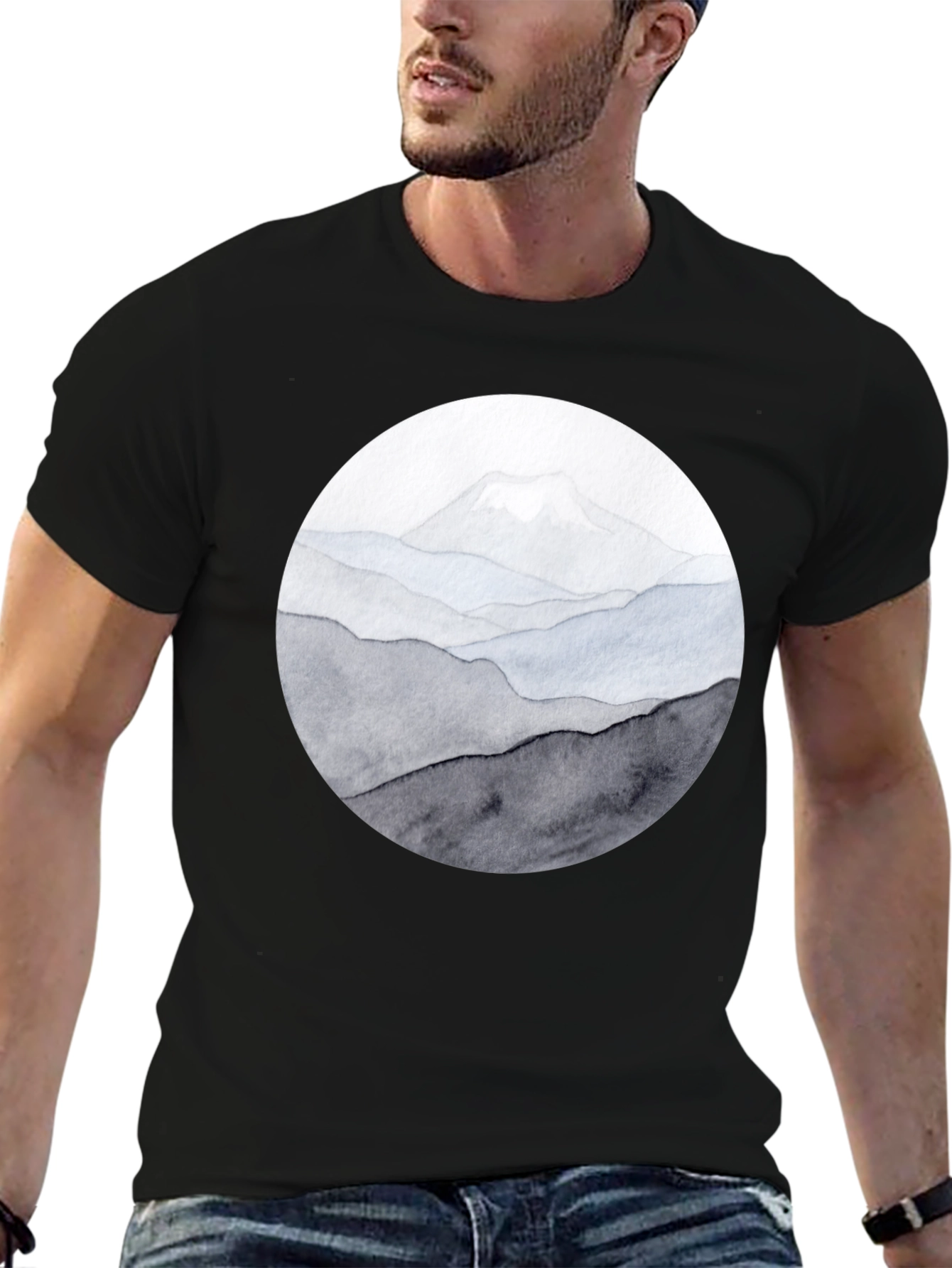 Black Mountain Range Graphic Tee - Black Casual Shirt view 6