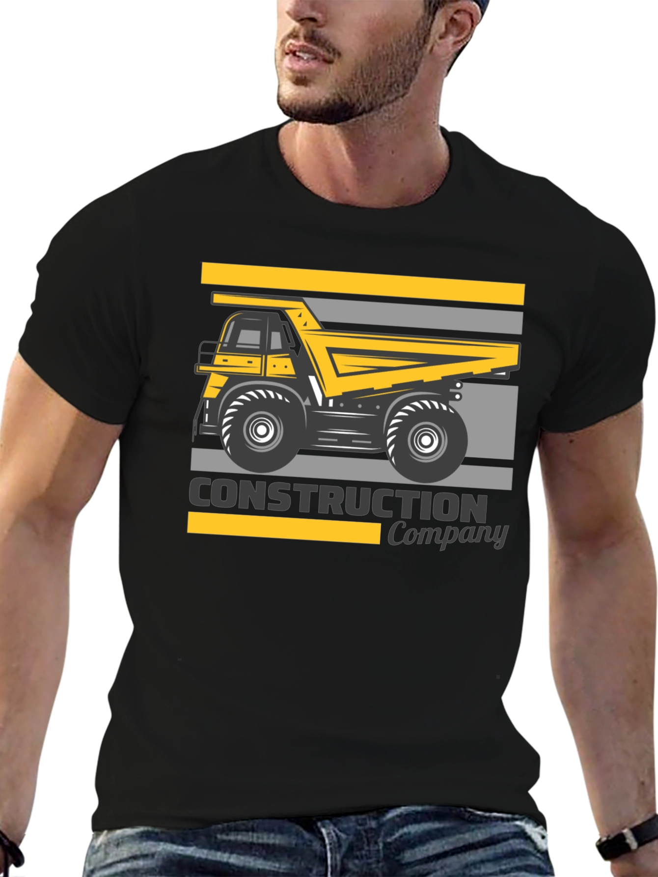 Construction Company Dump Truck Black T-Shirt - 6