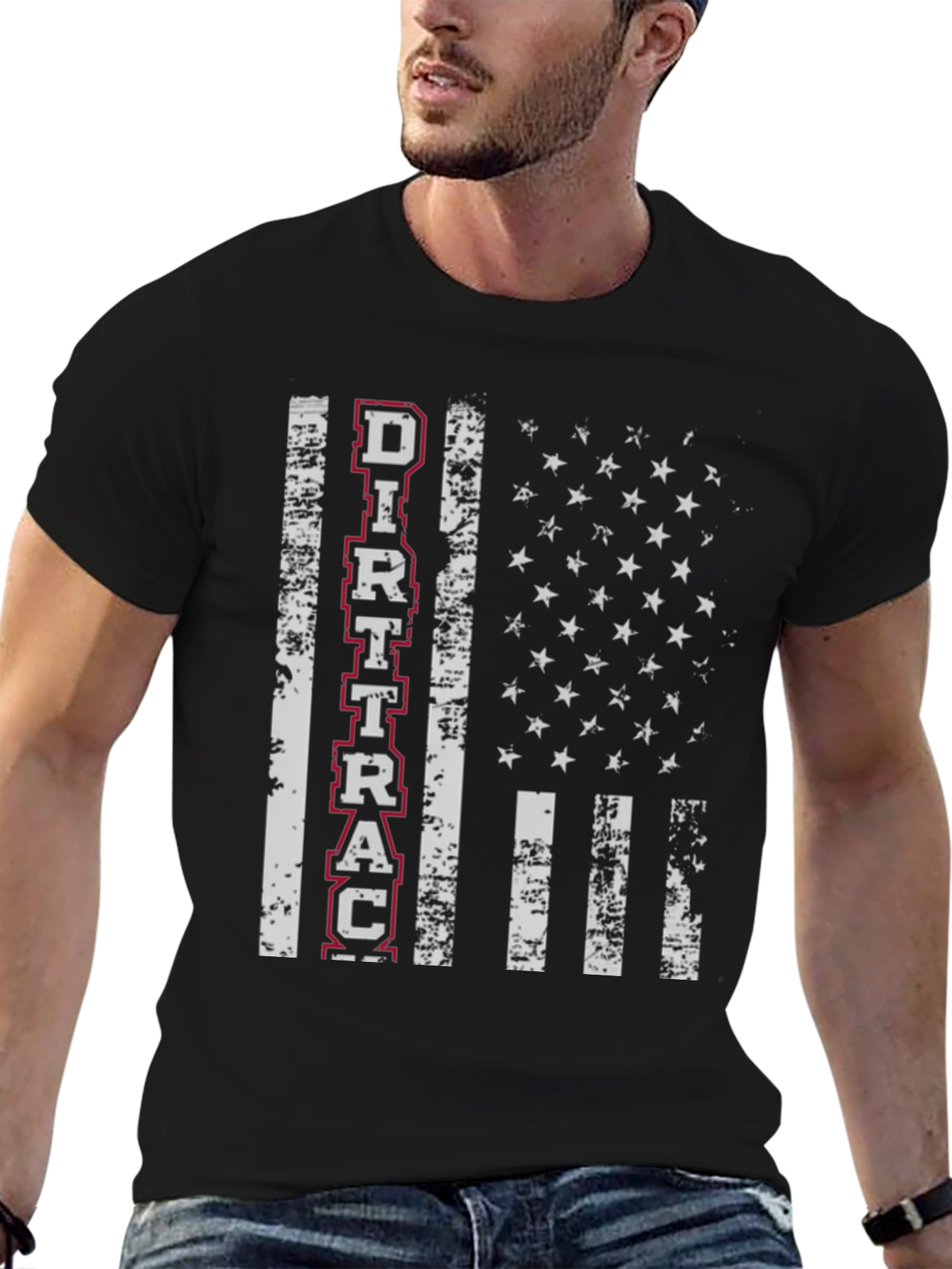 Black Dirt Track Flag Graphic Tee - Racing Fan Apparel view 6