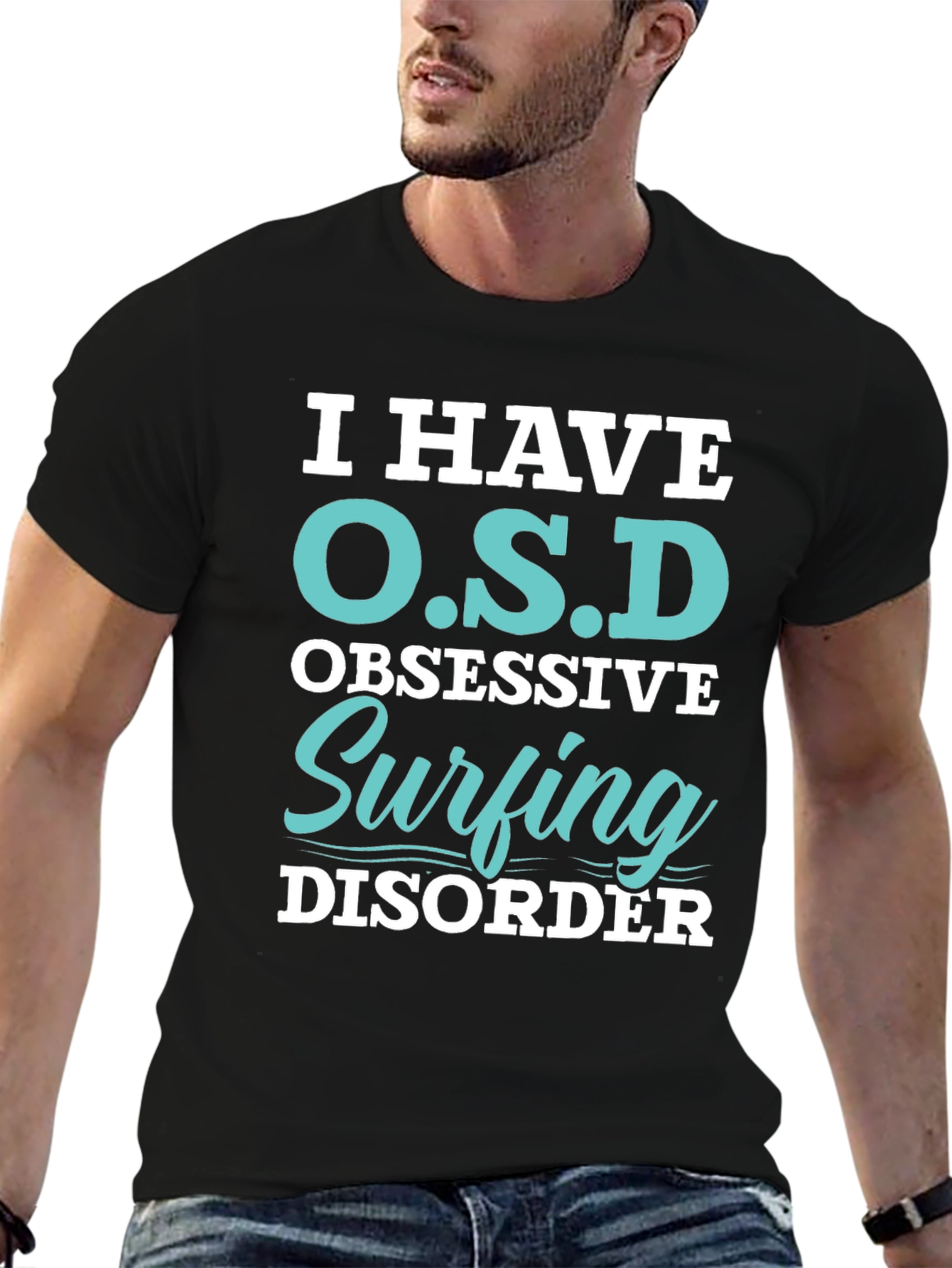 Black I Have O.S.D Surfing Disorder T-Shirt view 6