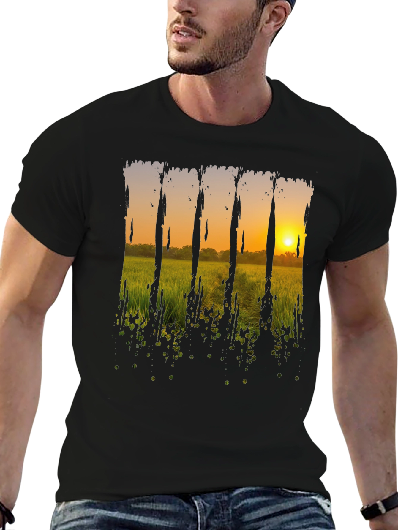 Black Sunset Field Graphic Tee - Black view 6