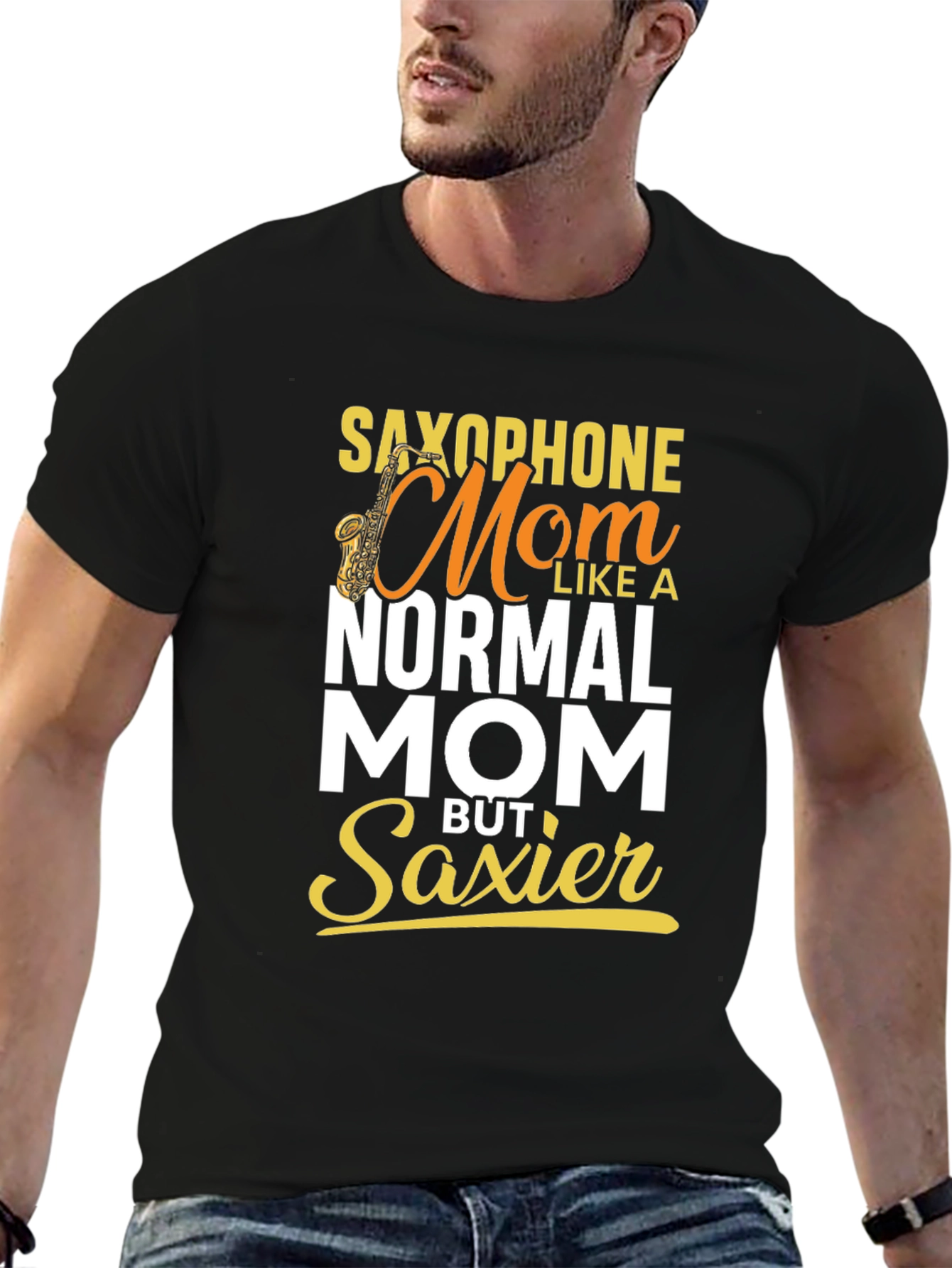 Black Saxophone Mom T-Shirt - Musical Mother's Day Gift view 6