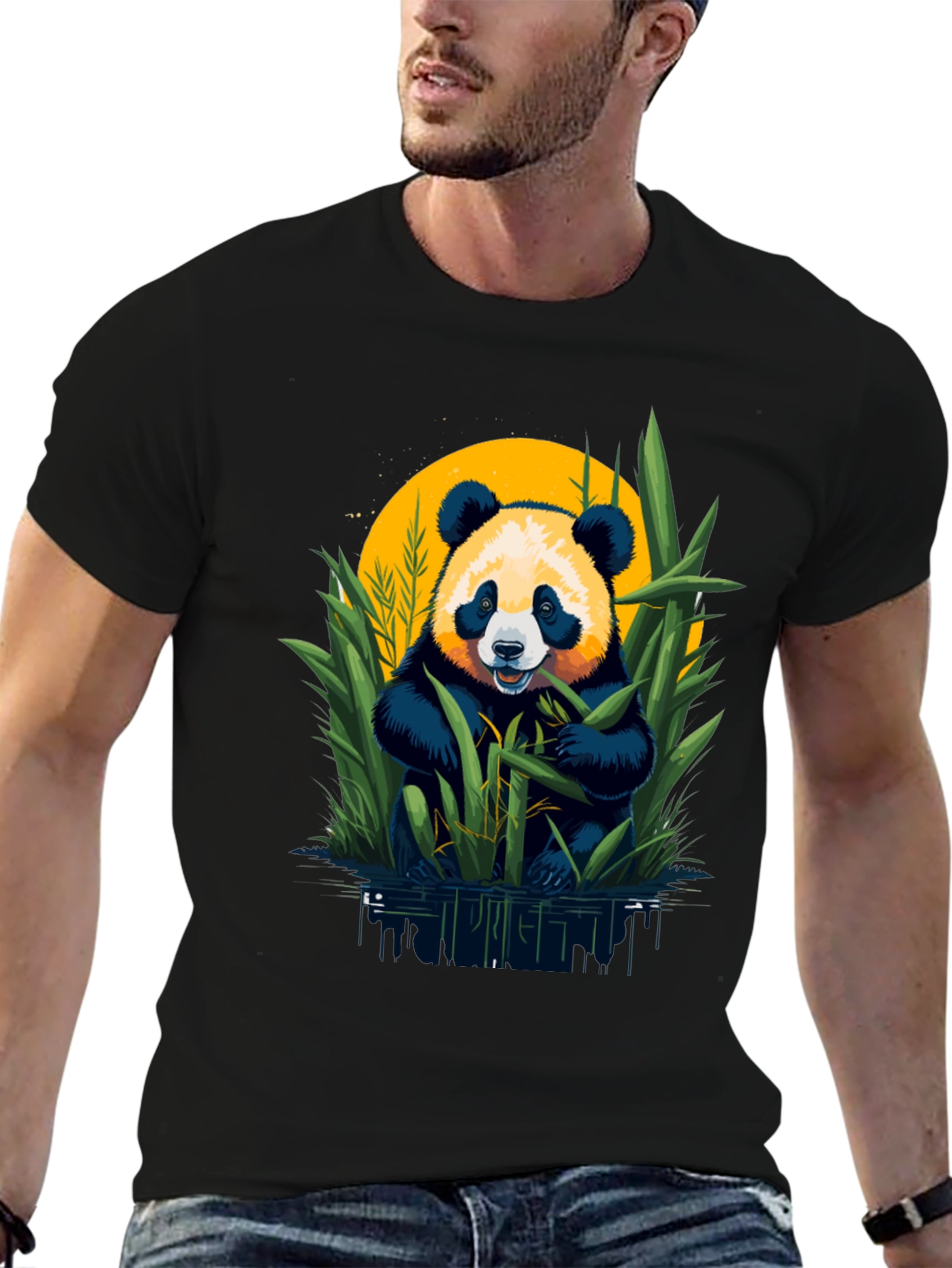 Black Panda Bamboo Graphic Tee view 6